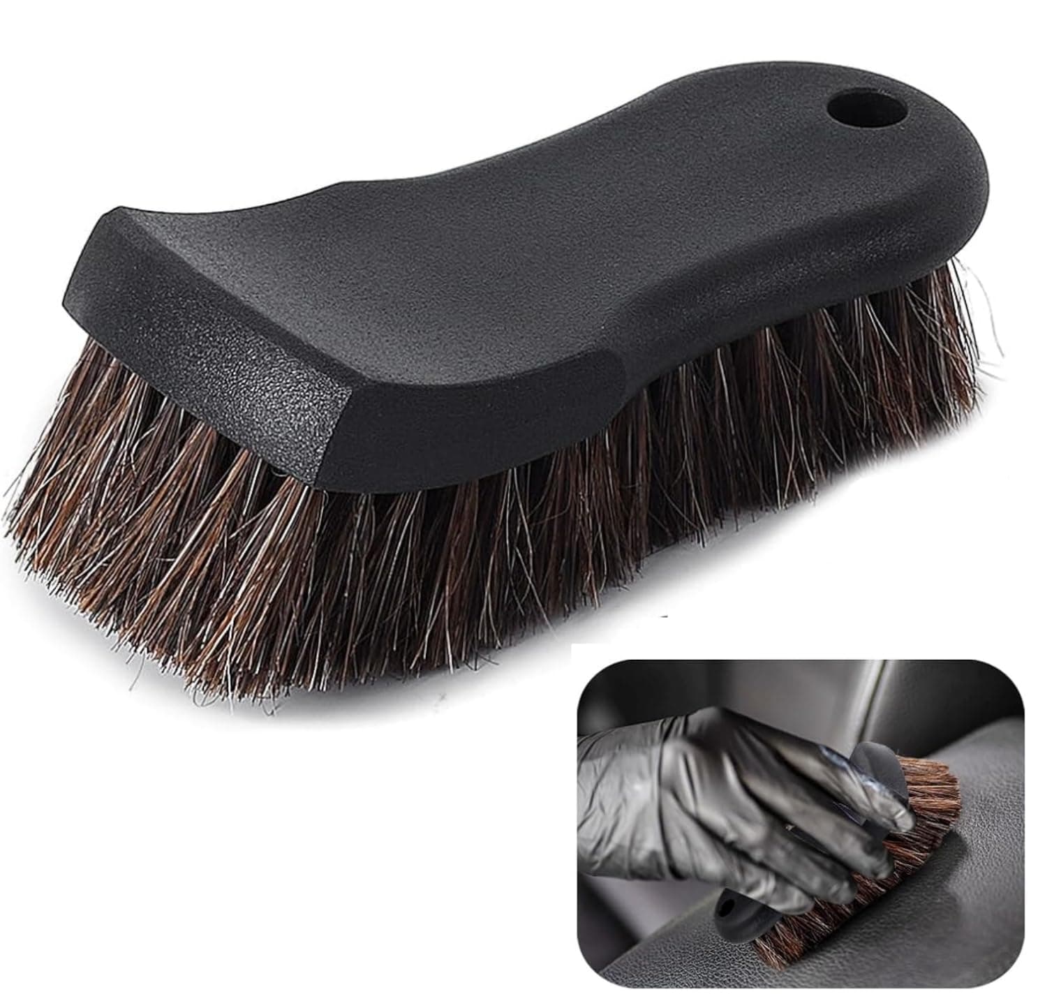 Bukela Horse Hair Detailing Brush for Car Interior Cleaning, Soft Natural Bristle Leather Cleaning Brush for Seats, Upholstery, Dashboard & Home Furniture