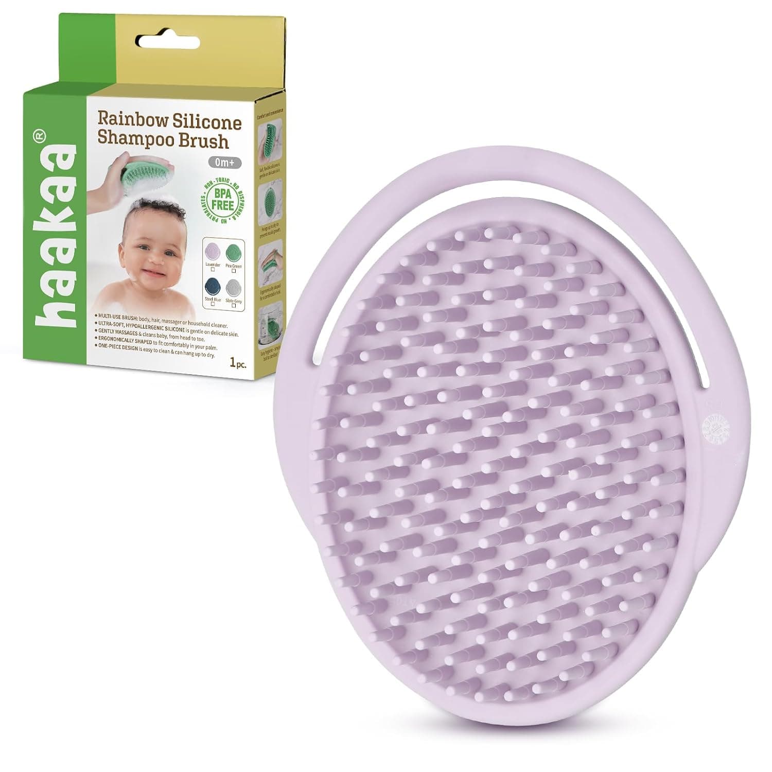 haakaa Baby Cradle Cap Brush, Silicone Cradle Cap Comb, Hair Scalp Massager, Soft Bristles for Newborns & Toddlers,Ideal Baby Shower Gifts for Mum, Lavender