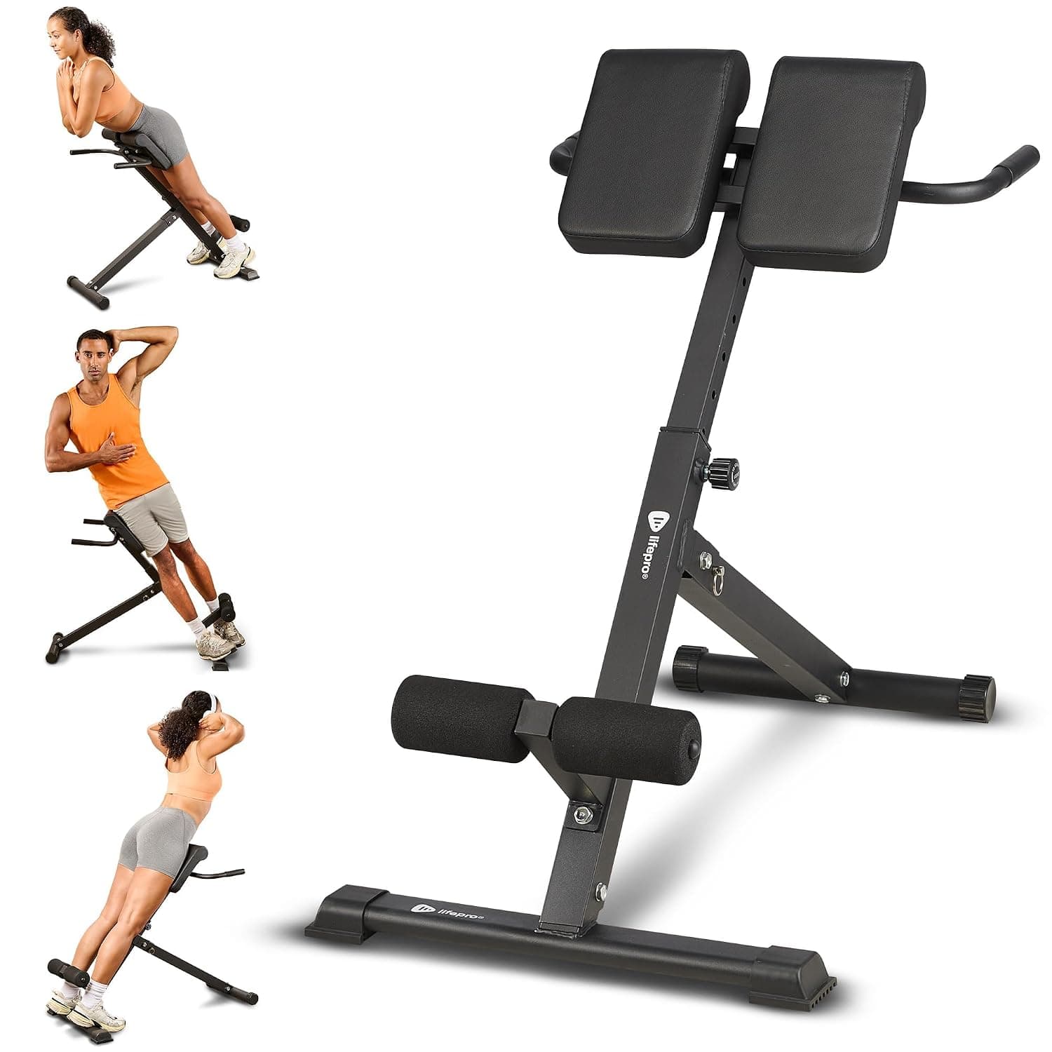 Lifepro Roman Chair Hyperextension Bench, Back Extension Bench Machine for Glute, Hamstring and Lower Back, Multipurpose Adjustable Exercise Equipment, Foldable for Home Gym Fitness