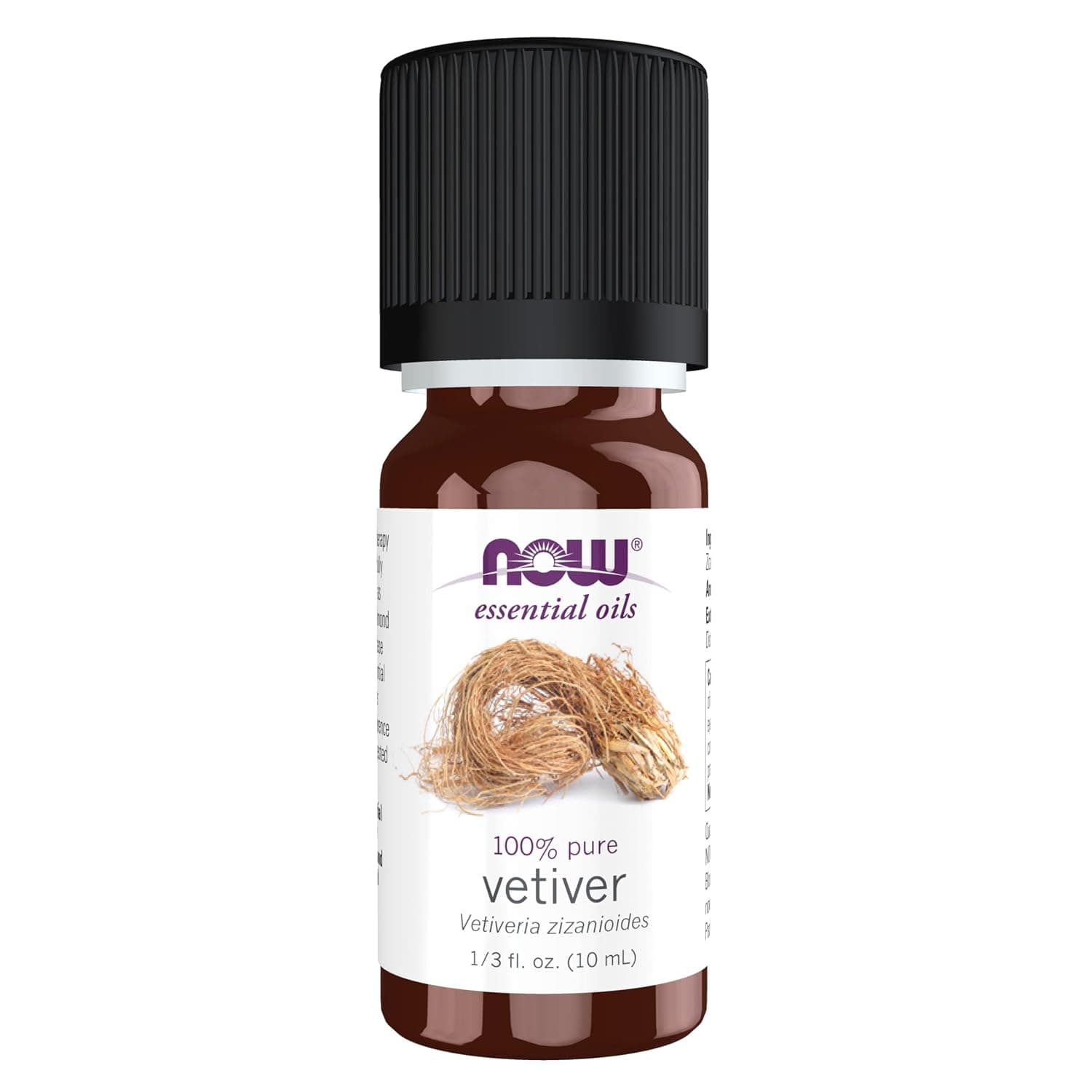 NOW Essential Oils, Vetiver Oil, Woodsy Aromatherapy Scent, Steam Distilled, 100% Pure, Child Resistant Cap, 10-mL