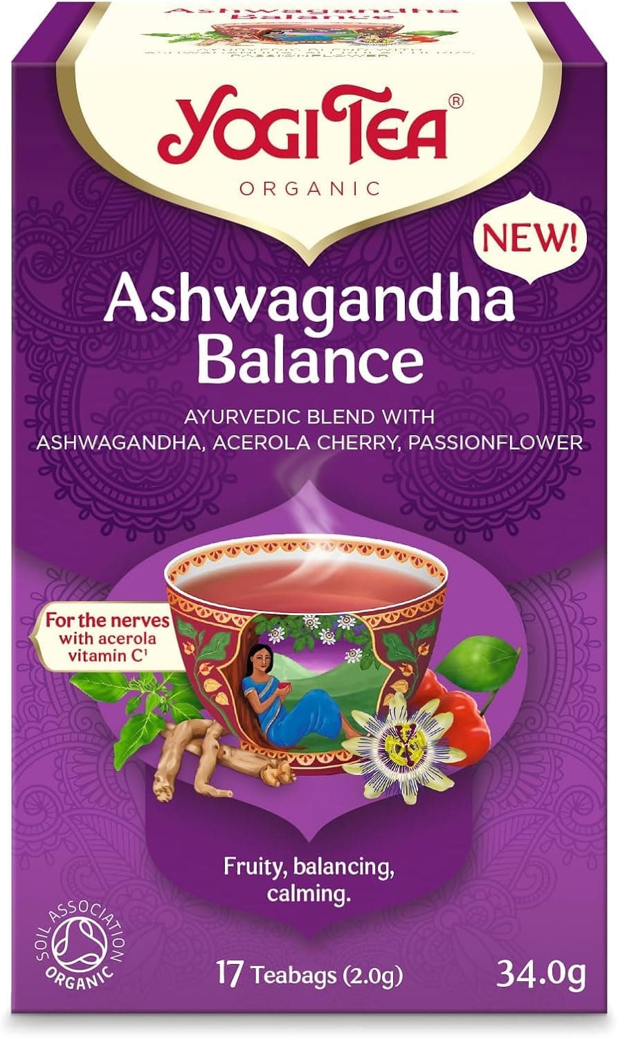 YOGI TEA Ashwagandha Balance Organic Herbal Tea – Blend of Acerola Cherry & Passionflower – 17 Tea Bags