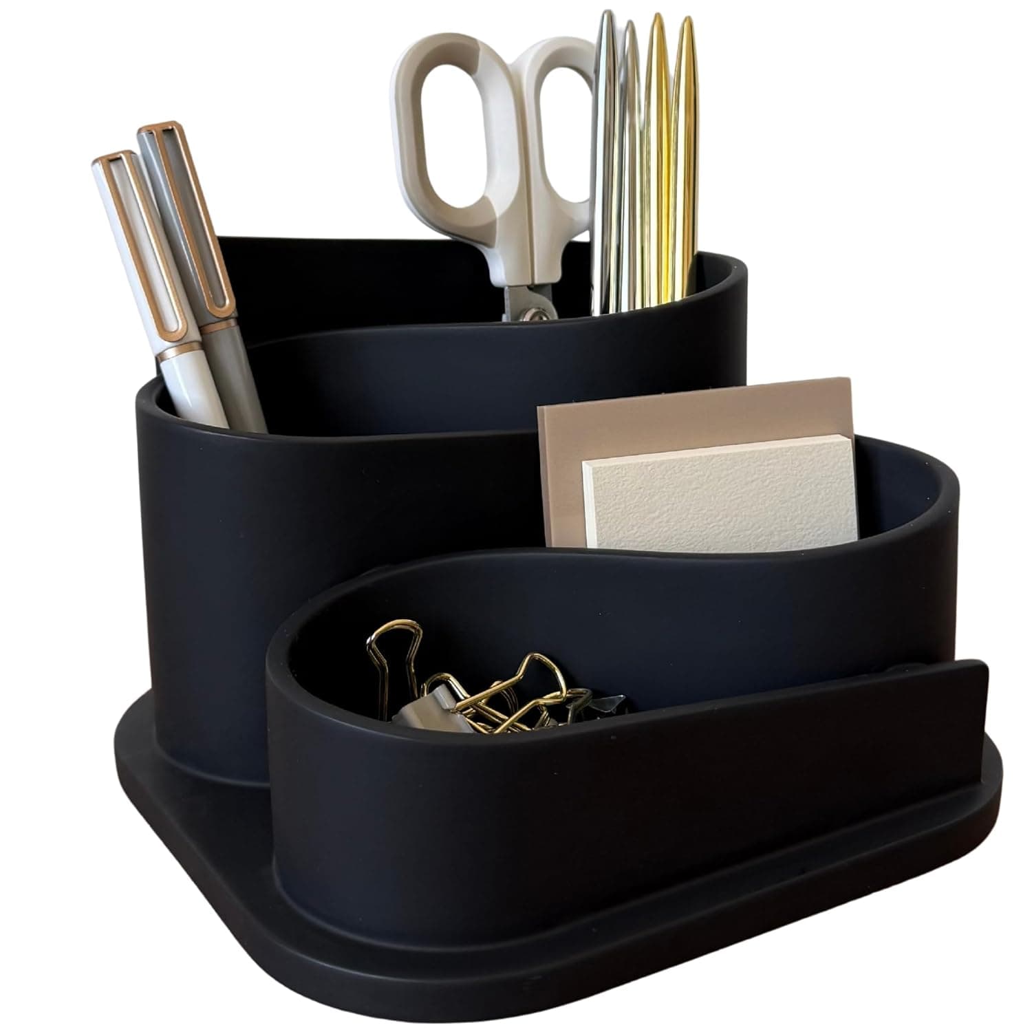 OAKOA Black Modern Desk Organizer - Minimalist Desk Accessories Pen Holder | Pencil Holder for Desk - Minimalist Desk Accessories & Workspace Organizers - Desk Pen Organizer - Modern Office Decor