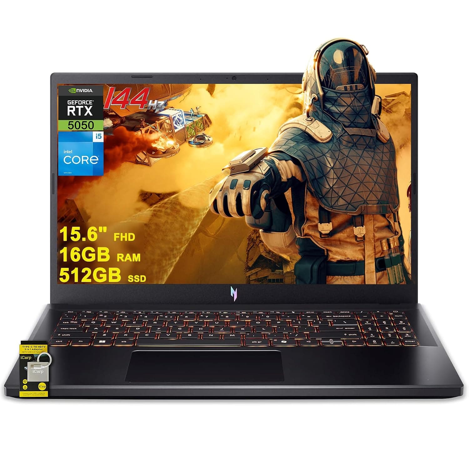 acer Nitro V 15 Gaming Laptop 15.6" FHD IPS 165Hz Intel 8-core i5-13420H 16GB DDR4 512GB SSD GeForce RTX 5050 GDDR7 DLSS4 (Up to 440 AI Tops) Backlit Thunderbolt WiFi6 Win11 ICP Hub