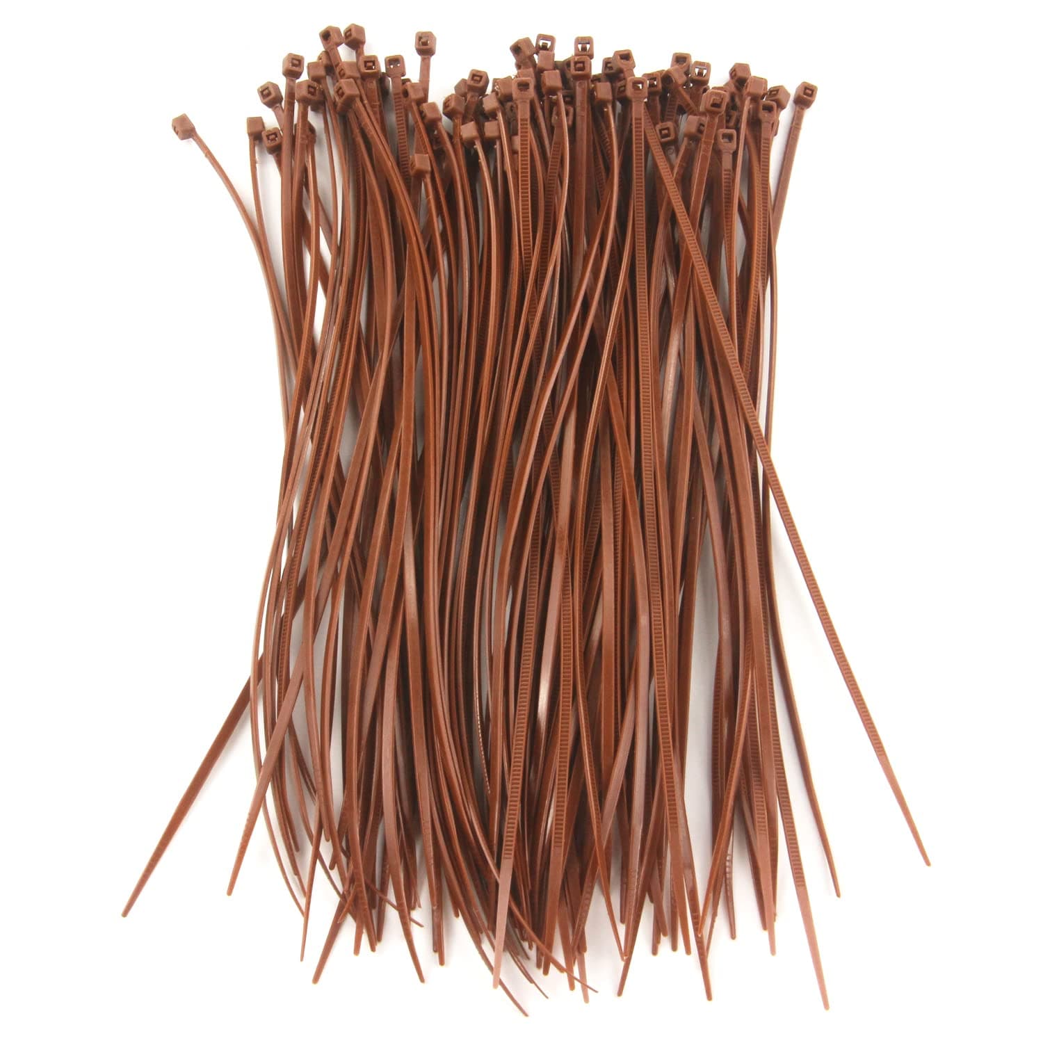 BOROLA Cable Zip Ties 100-Pack, Self-Locking Nylon Wire Ties Brown 8 Inch | UV-stabilized nylon ties, 18lbs tensile strength, waterproof for home, office, garage and workshop organizing