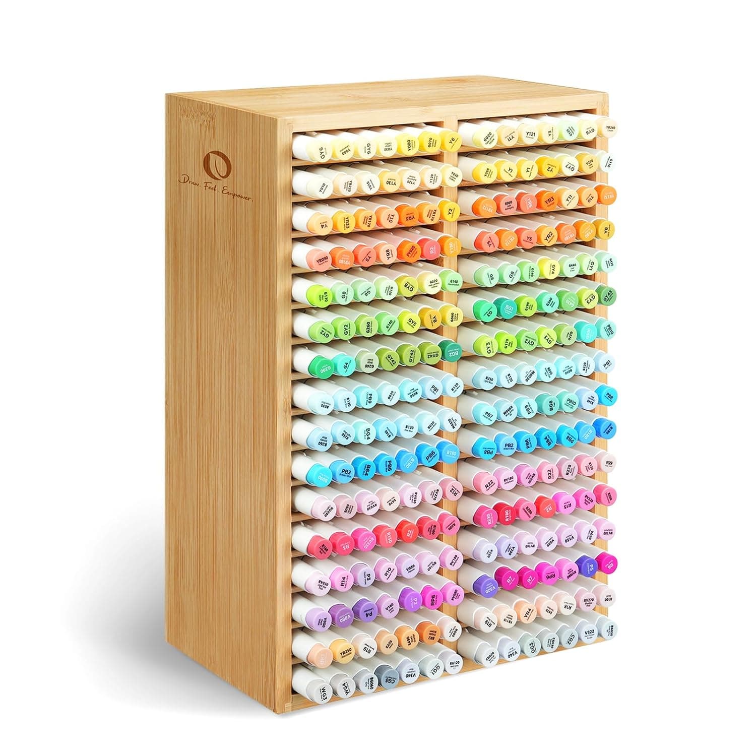 Ohuhu Desk Pen Holder, Office Desk Organizer for 224 Pens for Honolulu Oahu Markers Series, Bamboo Pen Holder with 32 Compartments for Home, Classroom and Office | Markers Pens Pencils Stationary Organizer Holder Desktop Storage with 32 Compartments for Classroom Office Decor Home