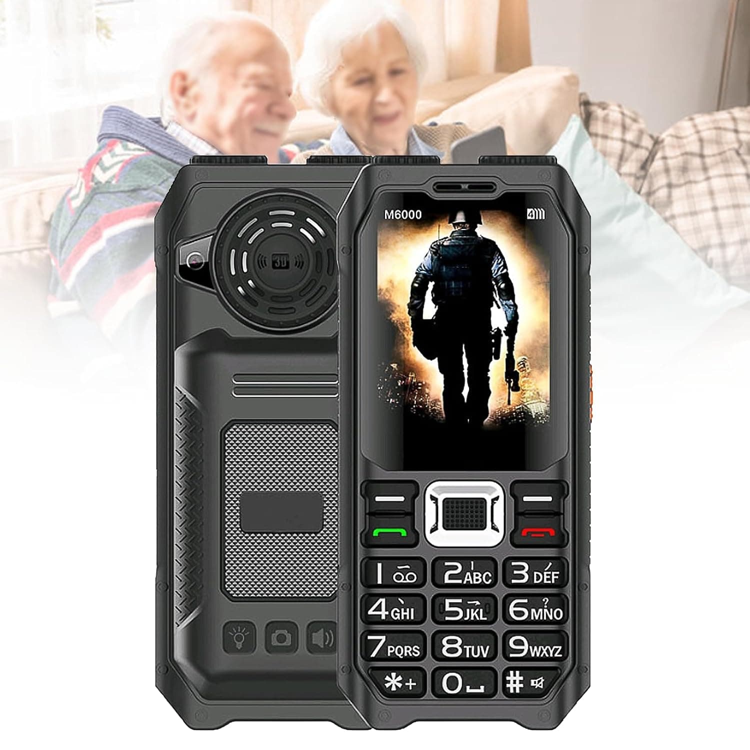 Basic Mobile Phones for the Elderly and Kids, Unlocked Dumb Phones, Cell Phones Without Internet - with Big Buttons, MP3, MP4, Camera, Flashlight, SOS,Black
