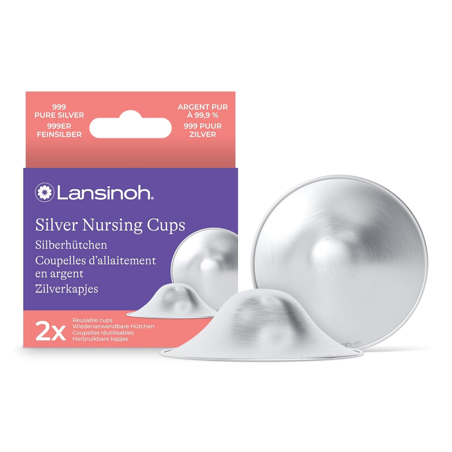 Lansinoh Silver Cones - Soothe and Protect Sore Nipples & Support Moist Wound Healing - Fits All Nipple Sizes - Sustainable & Easy to Use - Made of 999 Fine Silver | Soothes and protects sore nipples, made of 999 fine silver, reusable, fits all nipple sizes