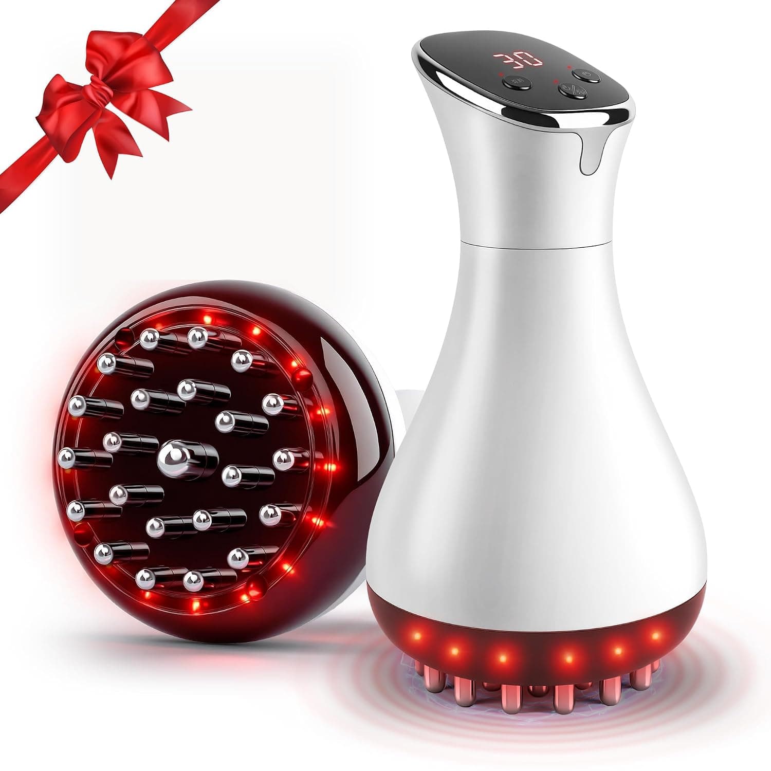 Rechargeable Lymphatic Drainage Massager & Cellulite Massage Tool with 3000mAh, Helps Reduce Stretch Marks & Cellulite, Targeted Relief for Sciatica, Nerve, Hip, Joint & Muscle and Lower Back Pain