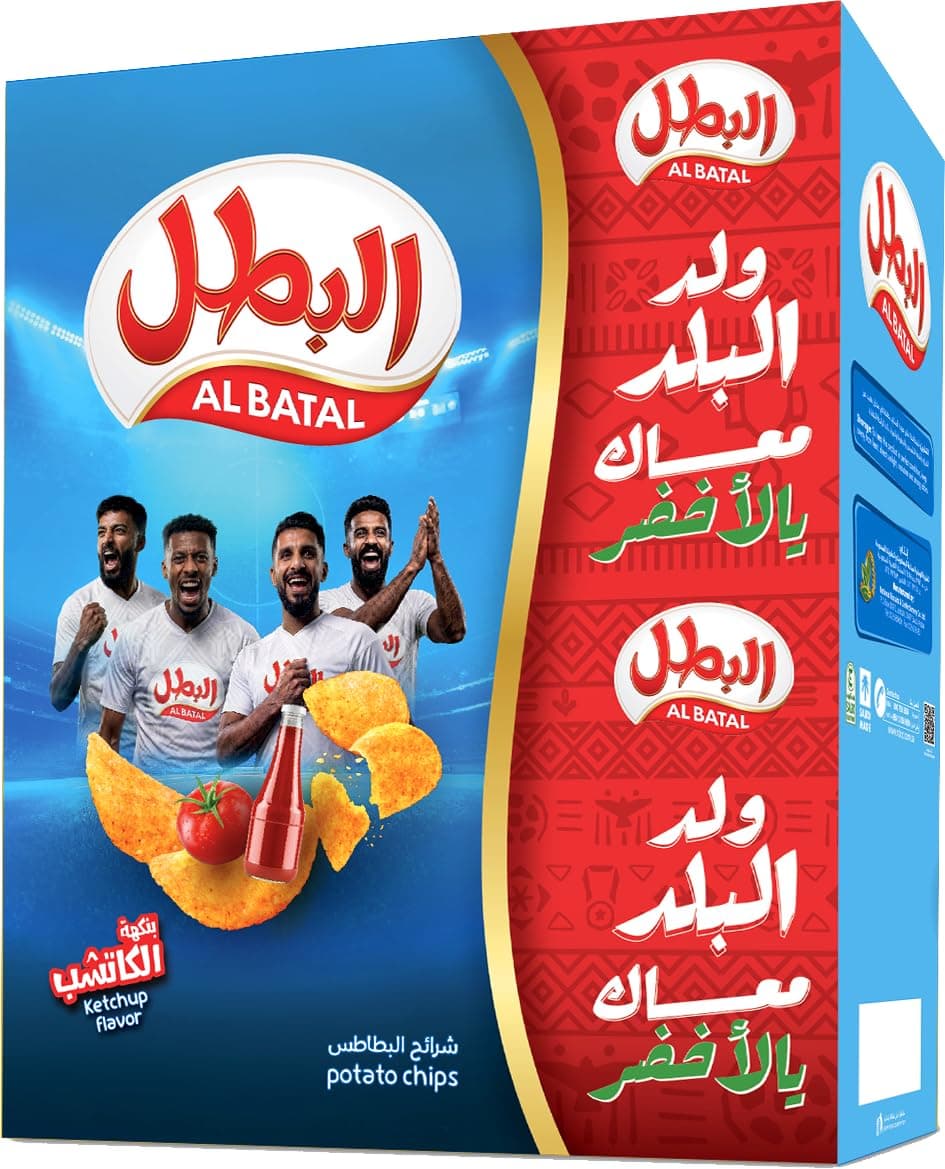 رقائق بطاطس بنكهة الكاتشب من البطل، وزن 23 جم (عبوة من 12)
