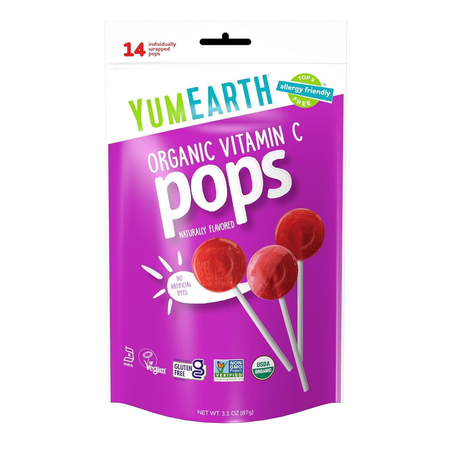 Yumearth Organic Vitamin C Lollipops, 14 Pops - Pack Of 1