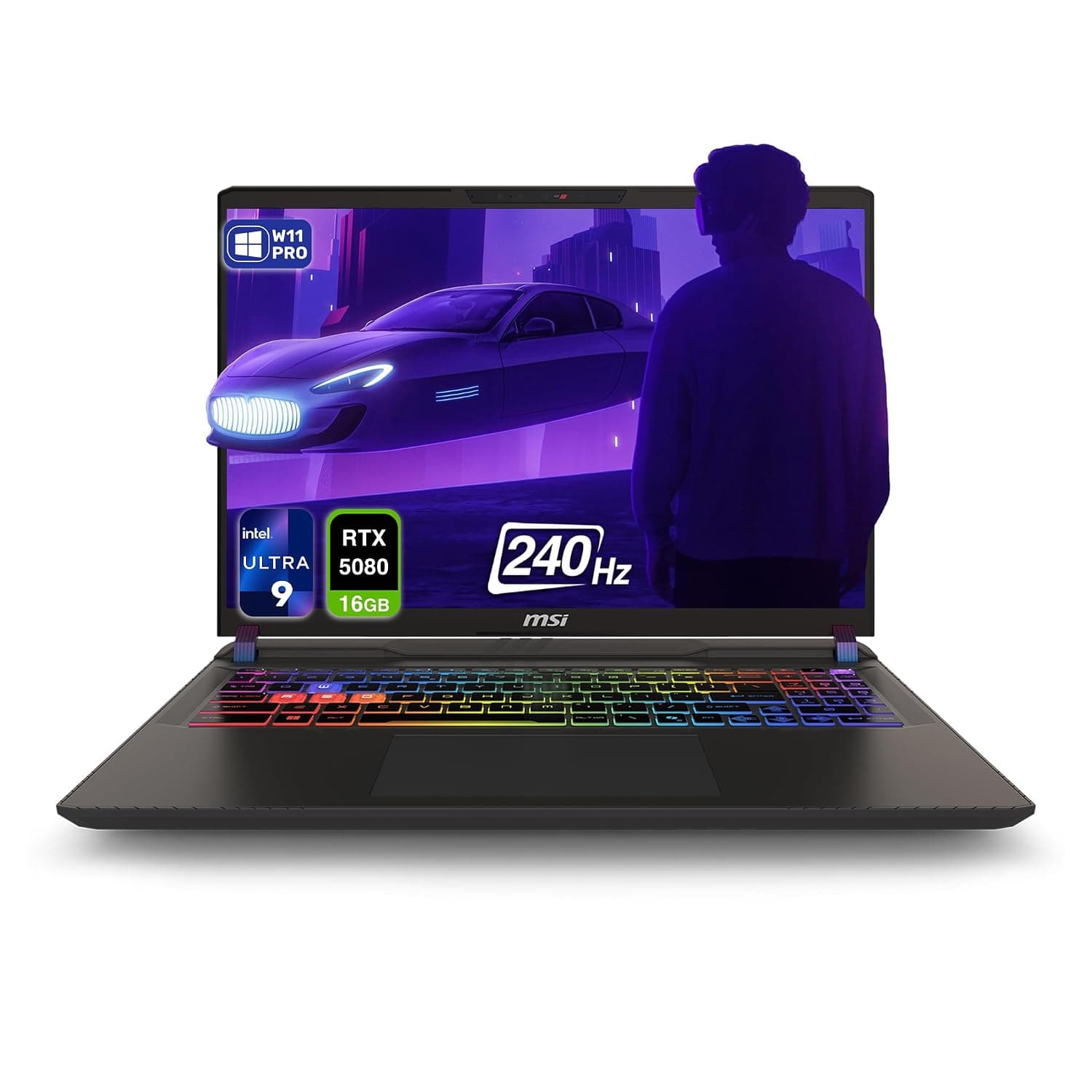 MSI Vector 16 HX AI Gaming Laptop, Intel Ultra 9-275HX, 32 GB DDR5 RAM, 2 TB PCIe SSD, 16" WQXGA (2560x1600) 240Hz Display, Nvidia G-Force RTX 5080, 24 Zone RGB Keyboard, W11 Pro, Cosmo Gray