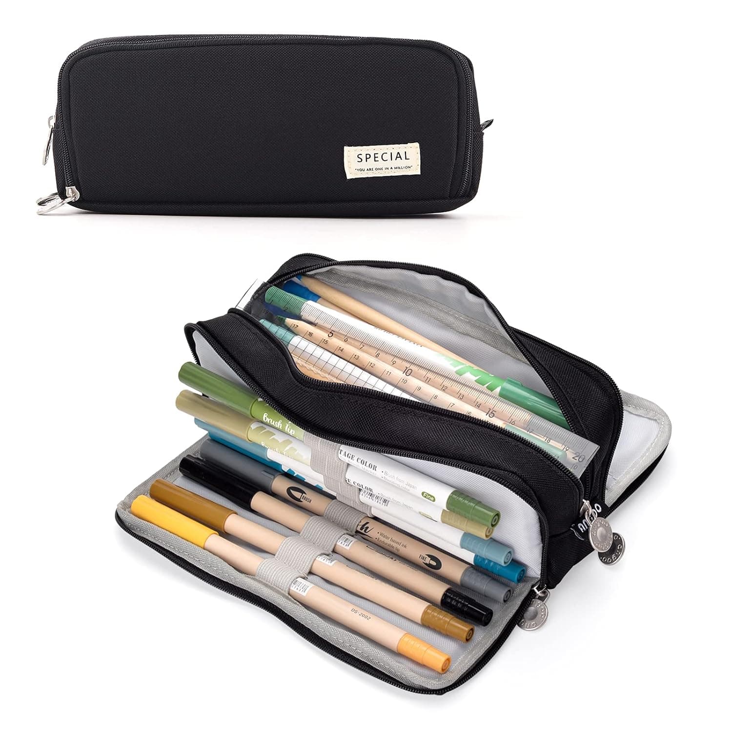 Large Pencil Case, 3 Tier Compartments Pencil Case, Portable Multifunctional Pencil Case Suitable for Students/Children/Adults/Girls/Boys