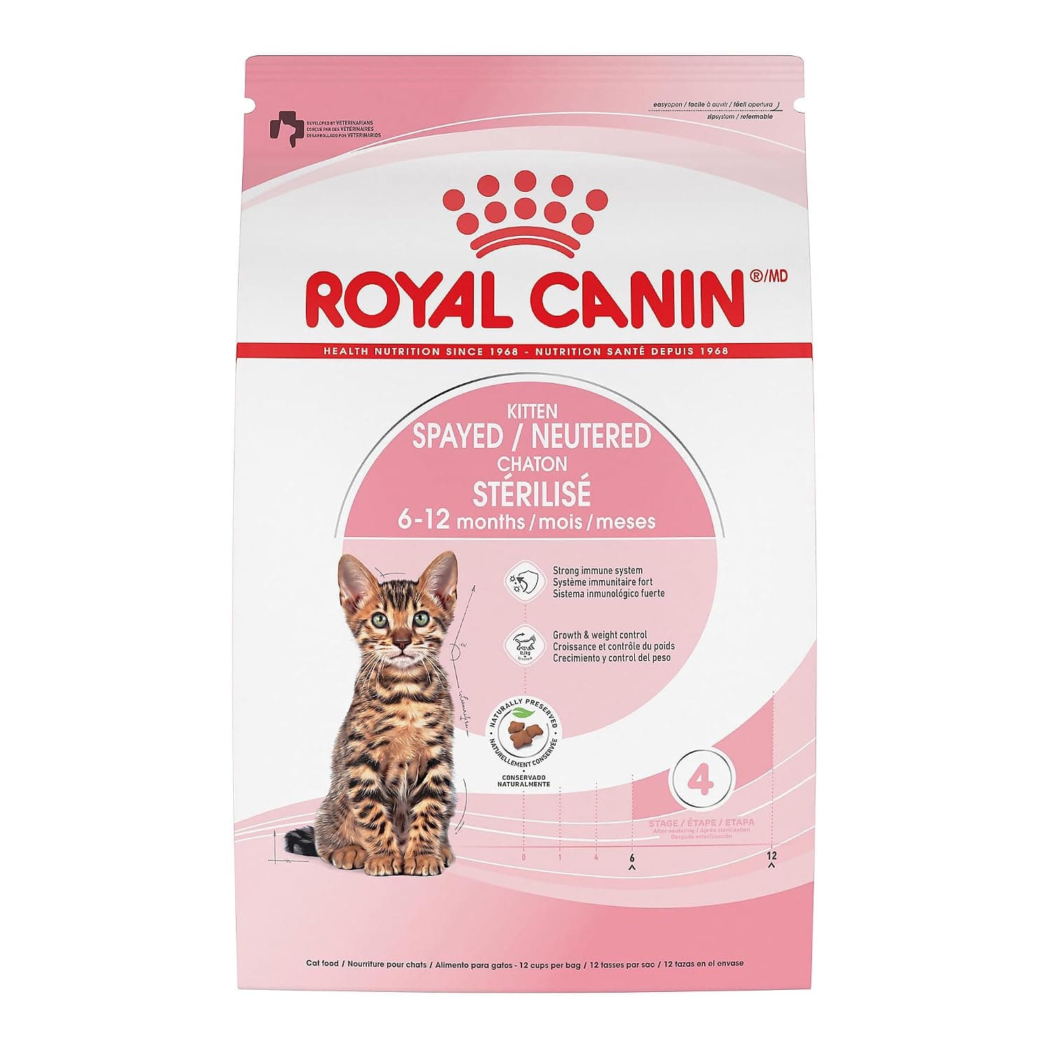 Royal Canin Feline Health Nutrition Kitten Spayed/Neutered Dry Cat Food, 2.5 lb Bag | For Spayed Or Neutered Kittens 6-12 Months, Microbiome Support, For Kittens, Crunchy Kibble, Developed by Veterinarians