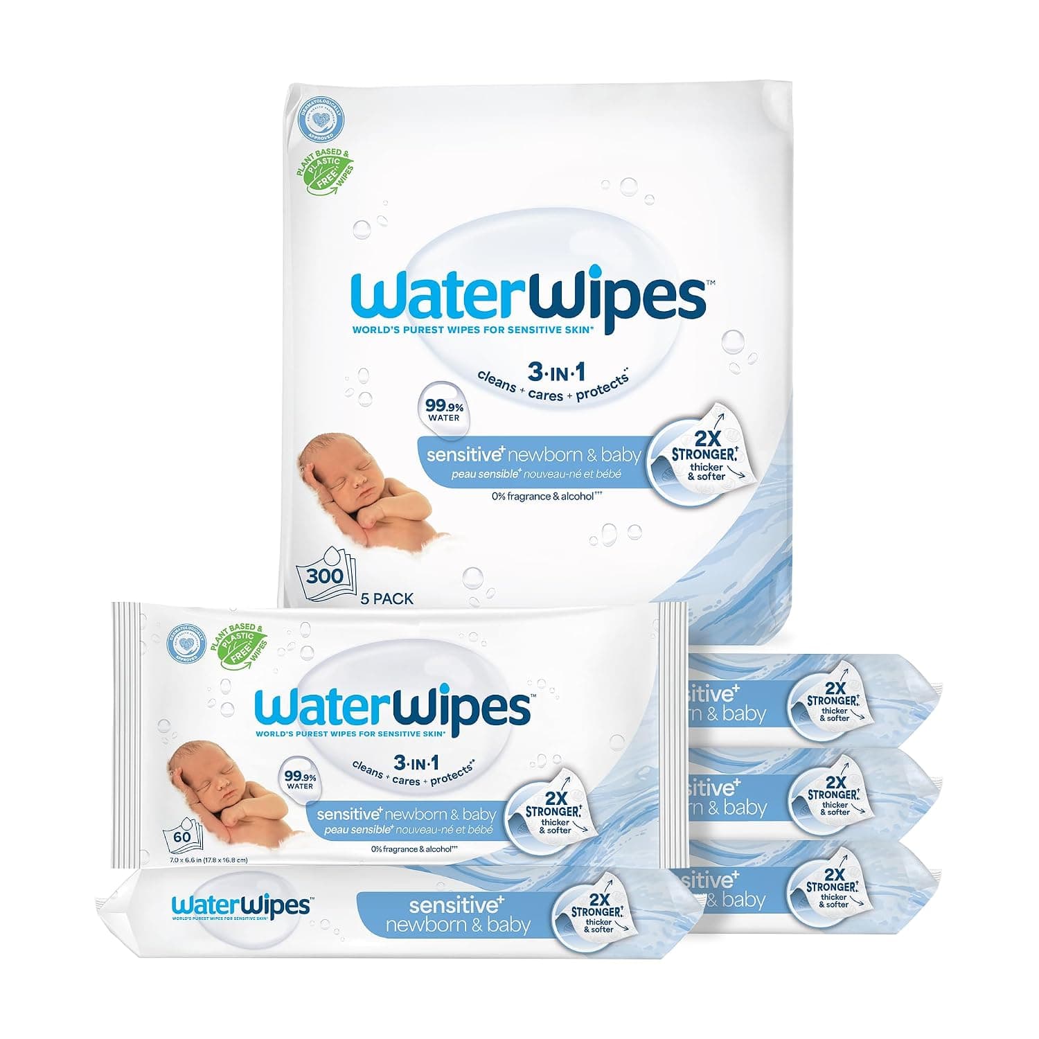 WaterWipes Sensitive, 5X60, 300 Baby Wet Wipes