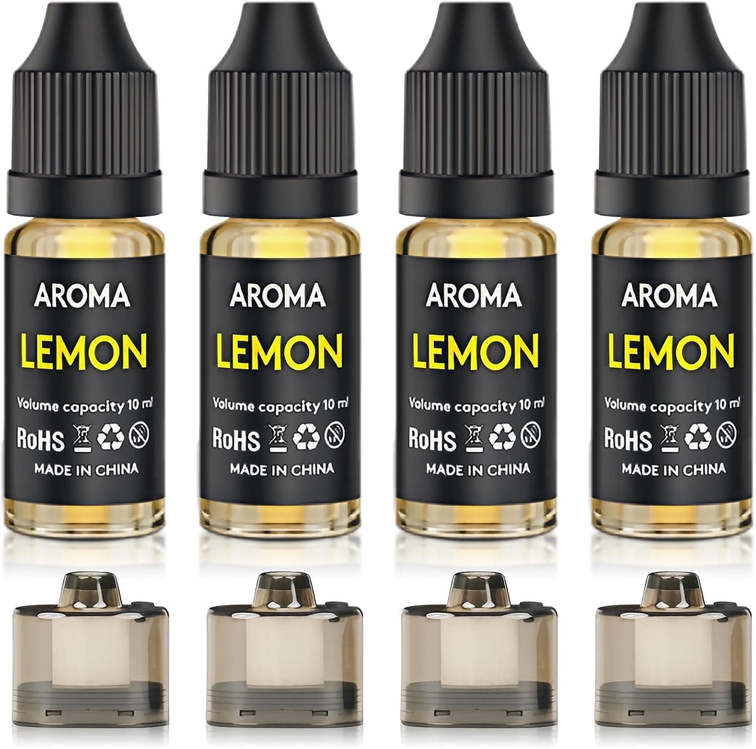 Culinary Flavor Accessories Kit for Cocktail Bubble Gun - Adds Flavor to Cocktail Drink & Food Smoking - 4x10ml Lemon Aroma Oils & 4 Containers (LemonFlavor) | Adds Flavor to Cocktail Drink & Food Smoking, for Whiskey, Cocktails, Steak, Cheese, Home Bar