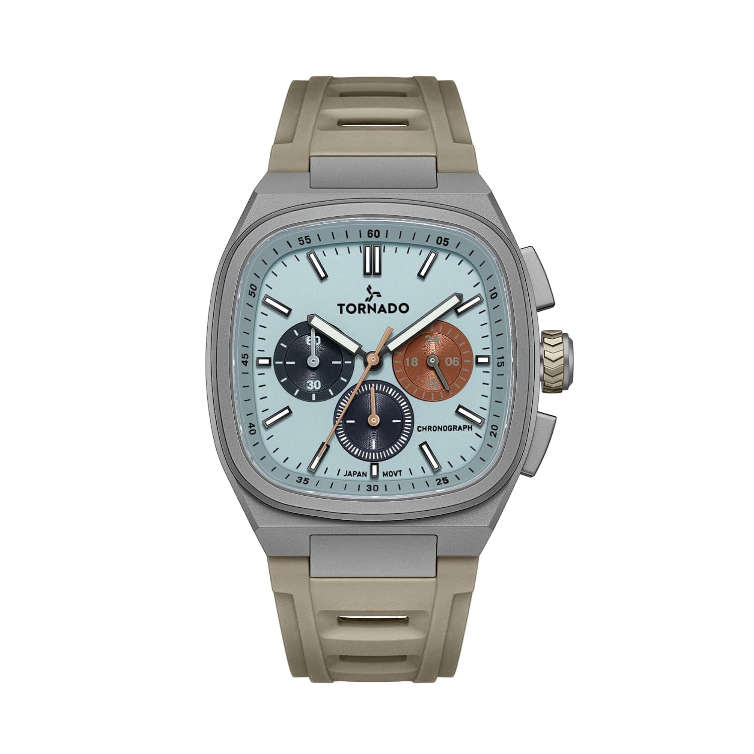 Tornado Aristrocrate Men's VD54 Movement Watch, Chronograph Display and Rubber Strap Strap - T26102-XREL, Khaki