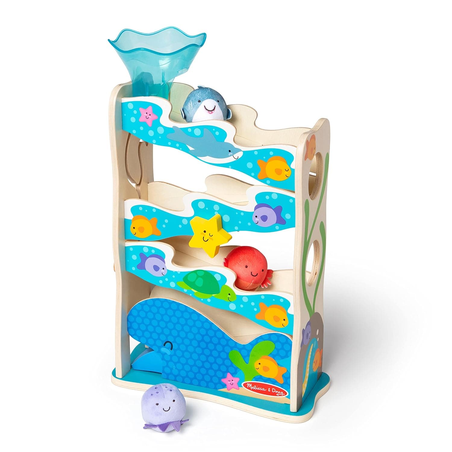 Melissa & Doug Rollables Wooden Ocean Slide Infant and Toddler Toy (5 Pcs), Wooden Toy for Infants, Developmental Toy for Toddlers, 0+, Gift for Baby Boys or Baby Girls, FSC-Certified Materials