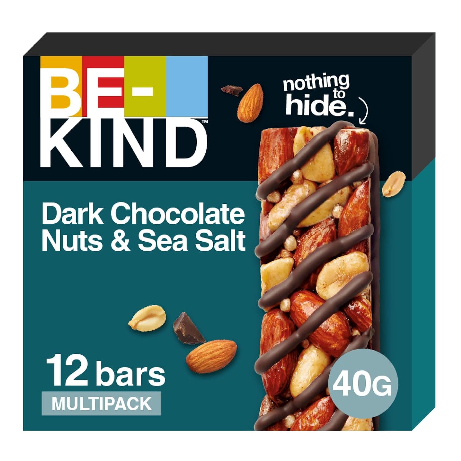 Be-Kind Dark Chocolate Nuts and Sea Salt Nut Bar, 40g x 12 pcs