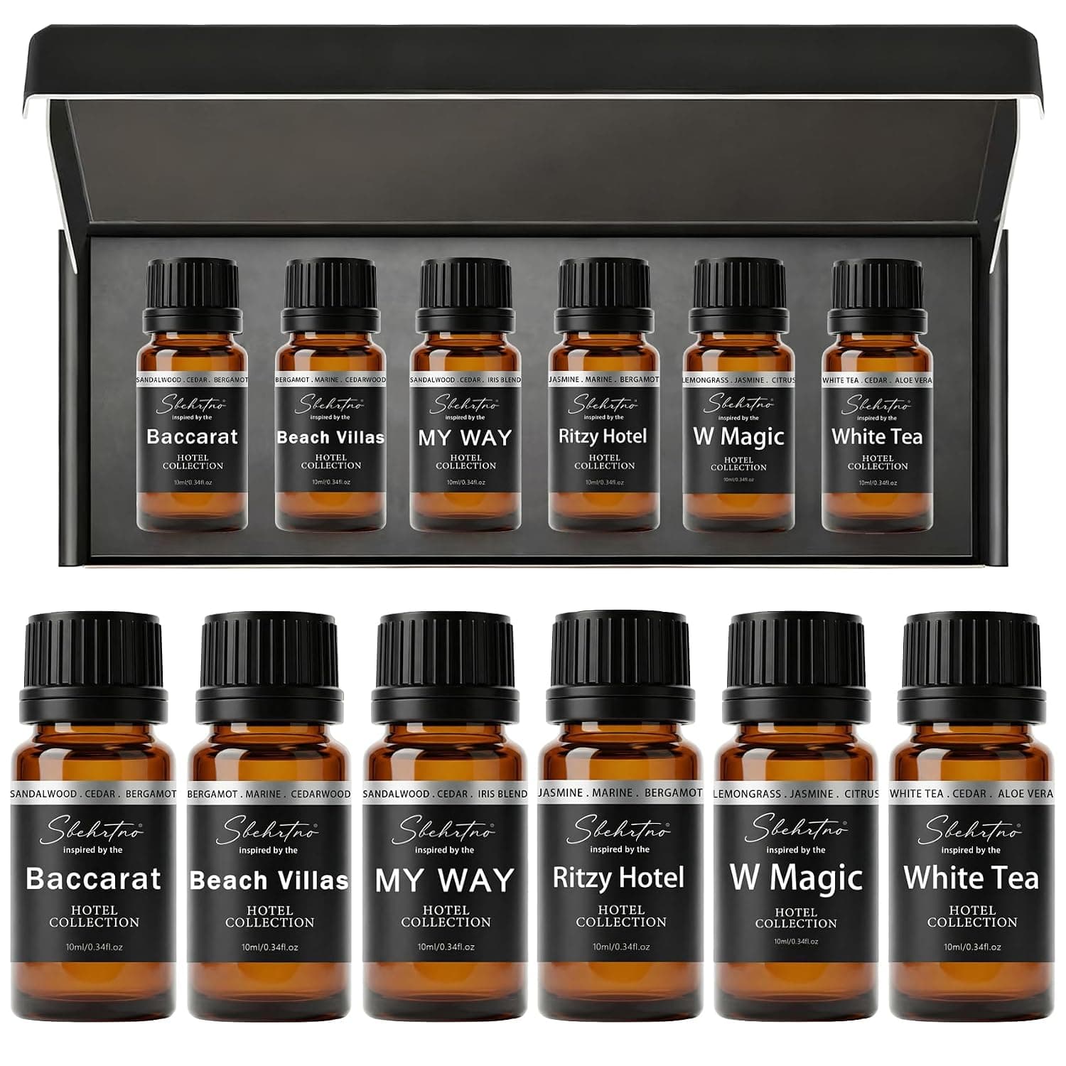 Hotel Diffuser Oil Gift Set - 10 ml, 0.34 fl oz Hotel Collection Diffuser Oil - Inspired by Ritz Carlton,My Way,Baccarat NYC,Westin,and Other Hotel Fragrance Oil (Hotel Fragrance Set 10ml*6)