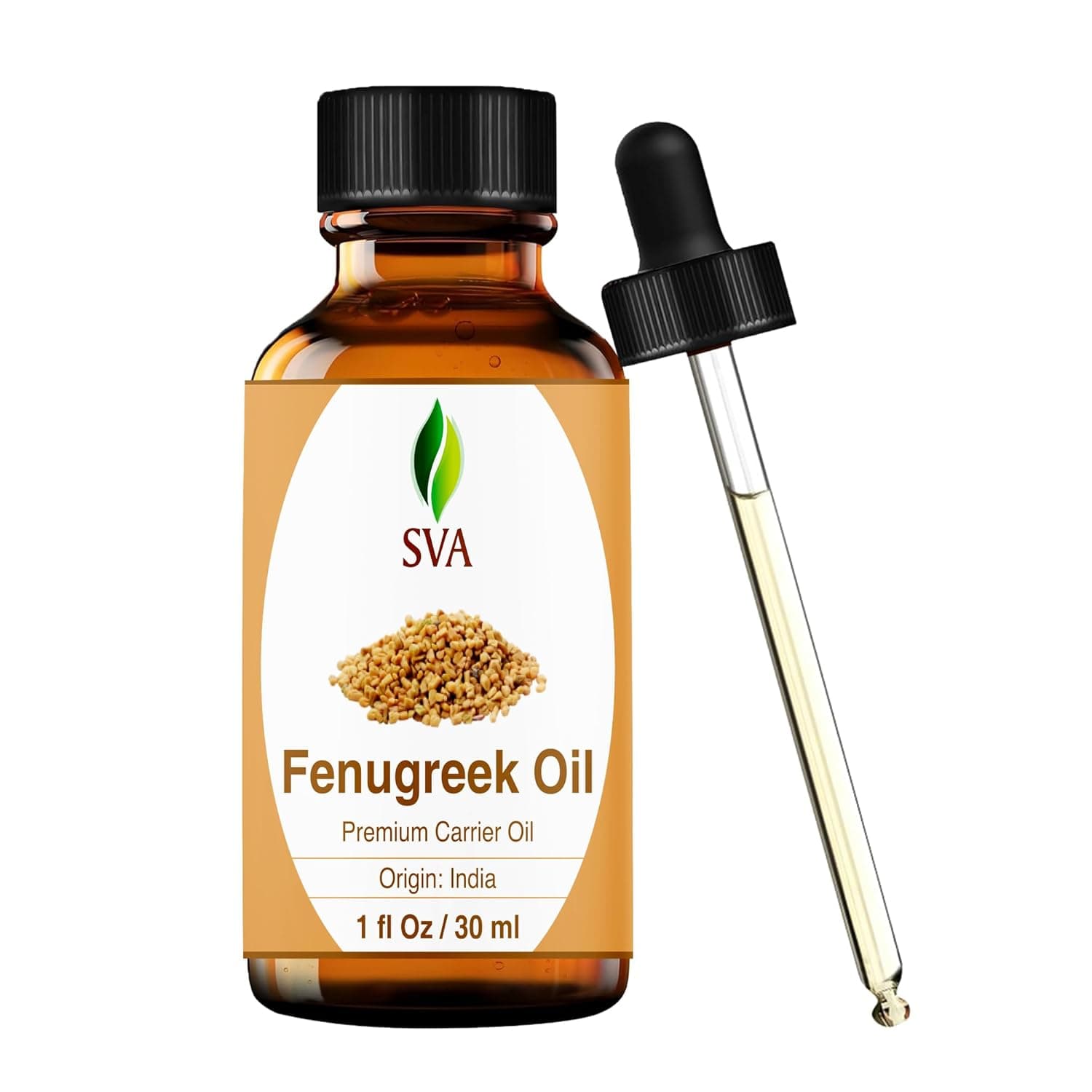 SVA ORGANICS Fenugreek Oil 1oz (30ml) Premium Carrier Oil with Dropper for Hair Care, Hair Oiling, Scalp Massage & Skin Care