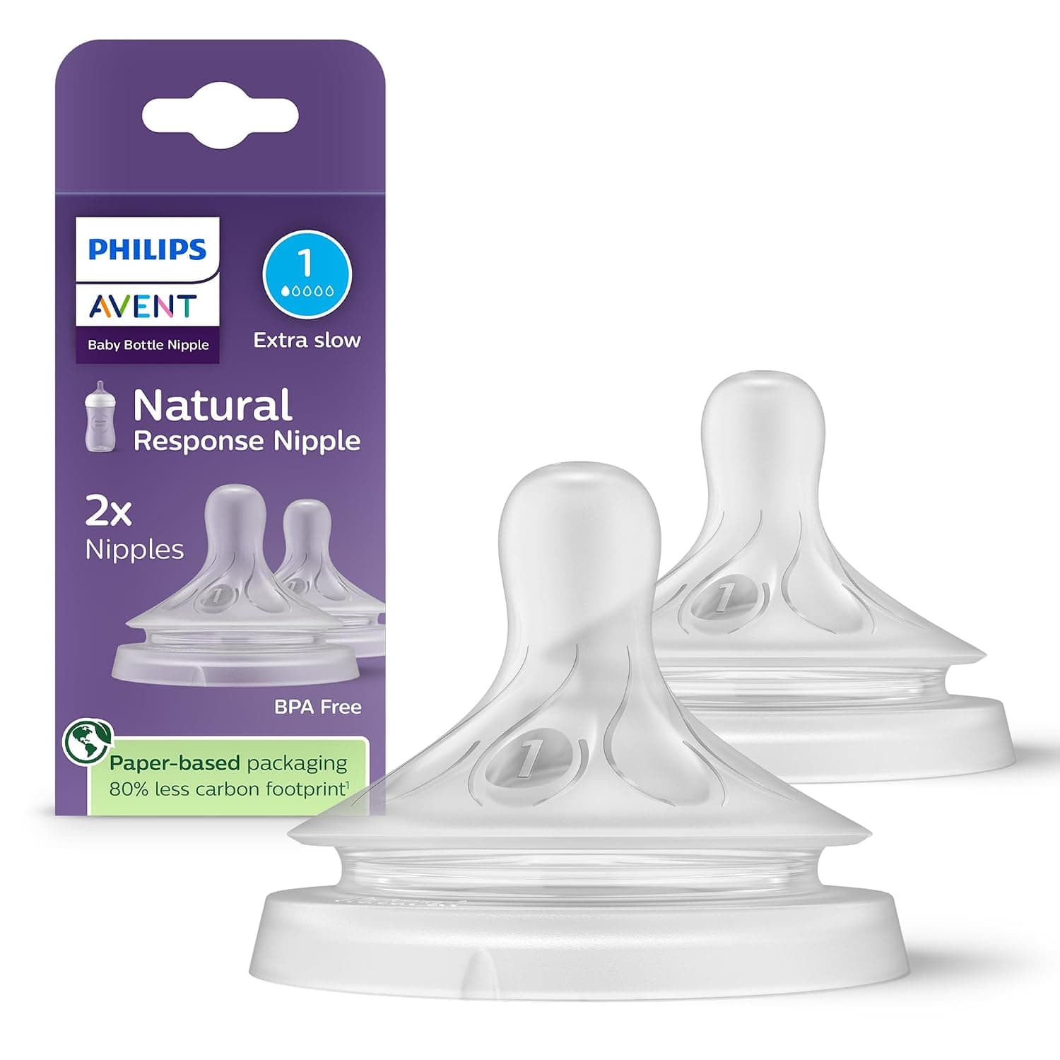 Philips Avent Natural Response, Extra Slow Flow (Flow 1), 2-pack, SCY961/02