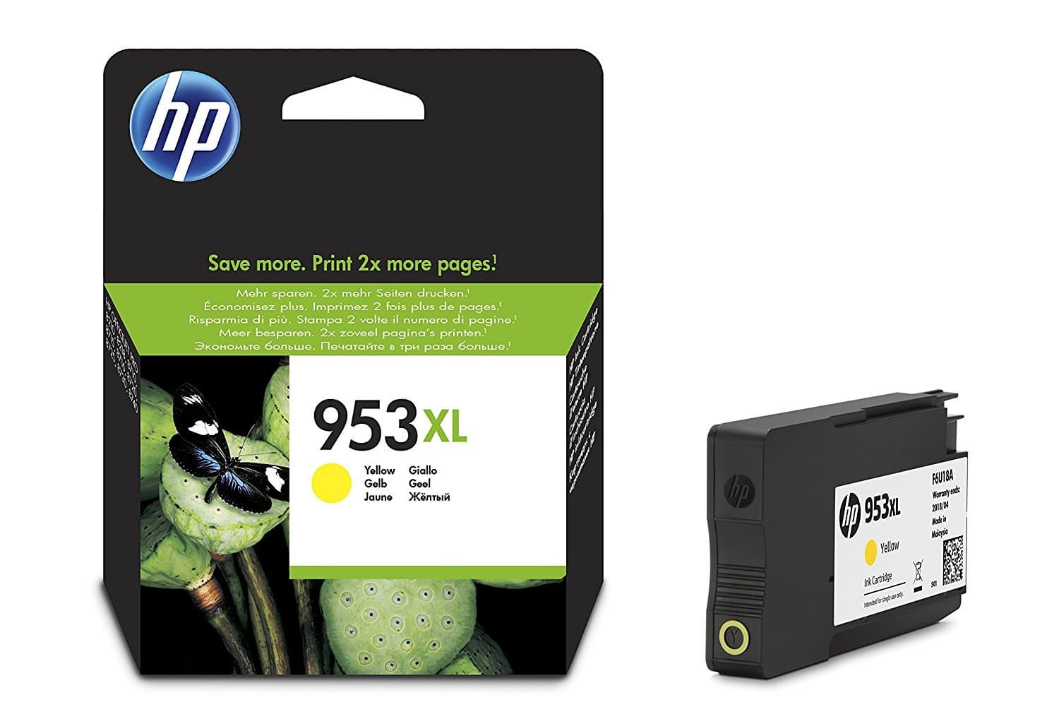 Hp 953xl high yield yellow original ink cartridge - f6u18ae