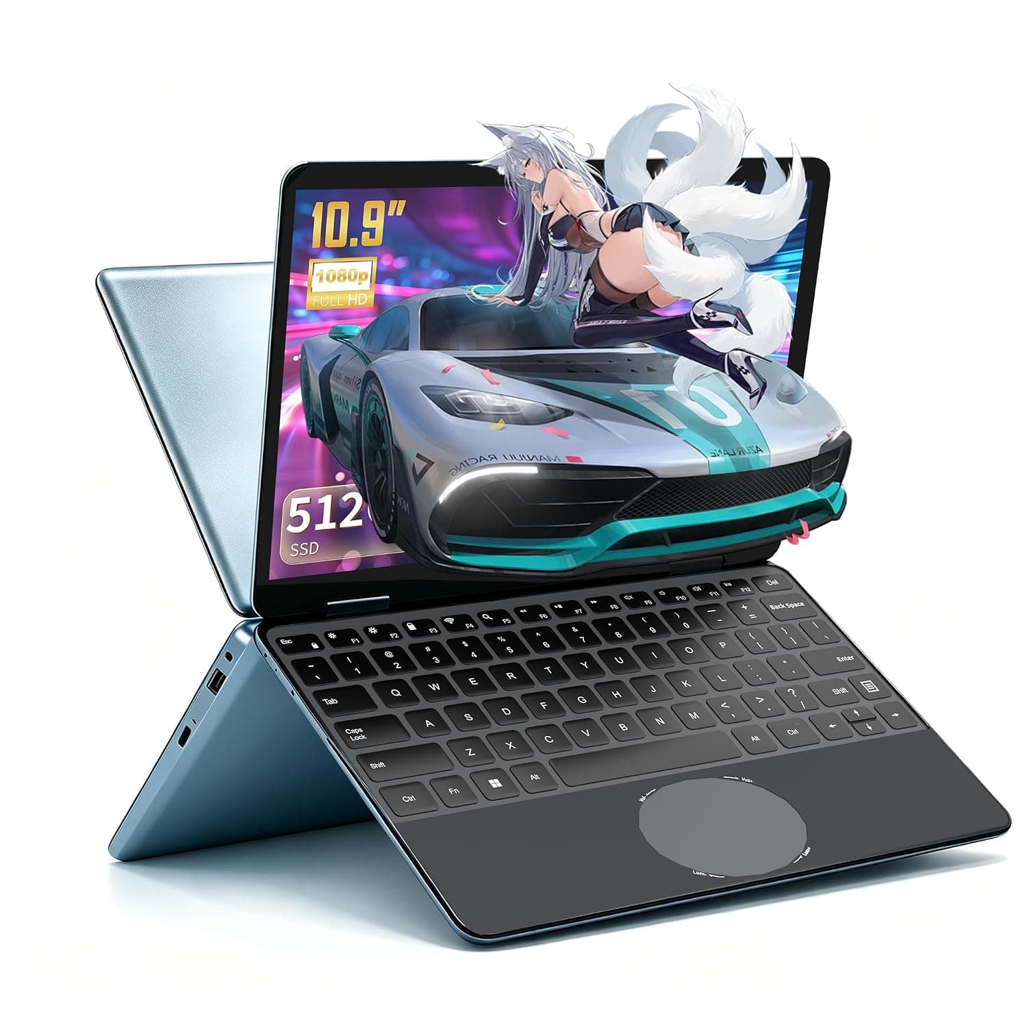11" 2-in-1 Convertible Laptop with Touchscreen, Processor N150, 16GB DDR4 RAM, 460GB M.2 SSD, FHD IPS (1920x1200), 360° Hinge, Wi-Fi, Backlit Keyboard - Ultra-Light for Study & Work (N150 16+512 G)