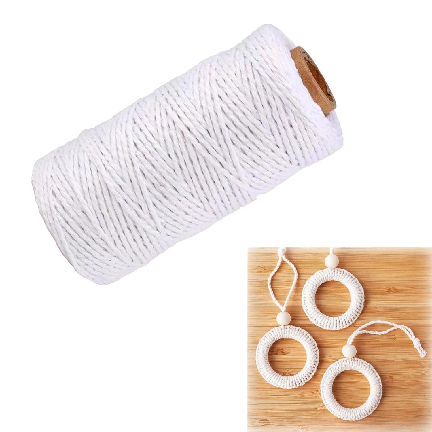 X spring Cotton Twine String, 2mmX100m Natural Cotton String for Crafts and Kitchen, Versatile Twine for Cooking, Gift Wrapping, Butcher and Baking Needs
