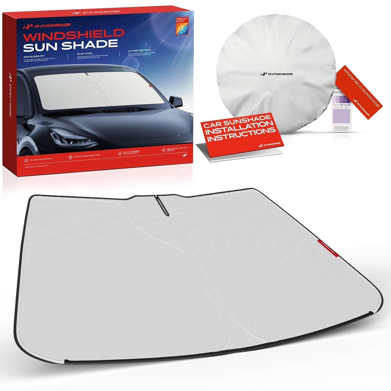 A-Premium Windshield Sunshade, Foldable Car Sun Shade with Storage Bag | Compatible with Subaru Crosstrek 2024-2026, Blocks Heat & UV Rays, Keeps Vehicle Cool in Summer