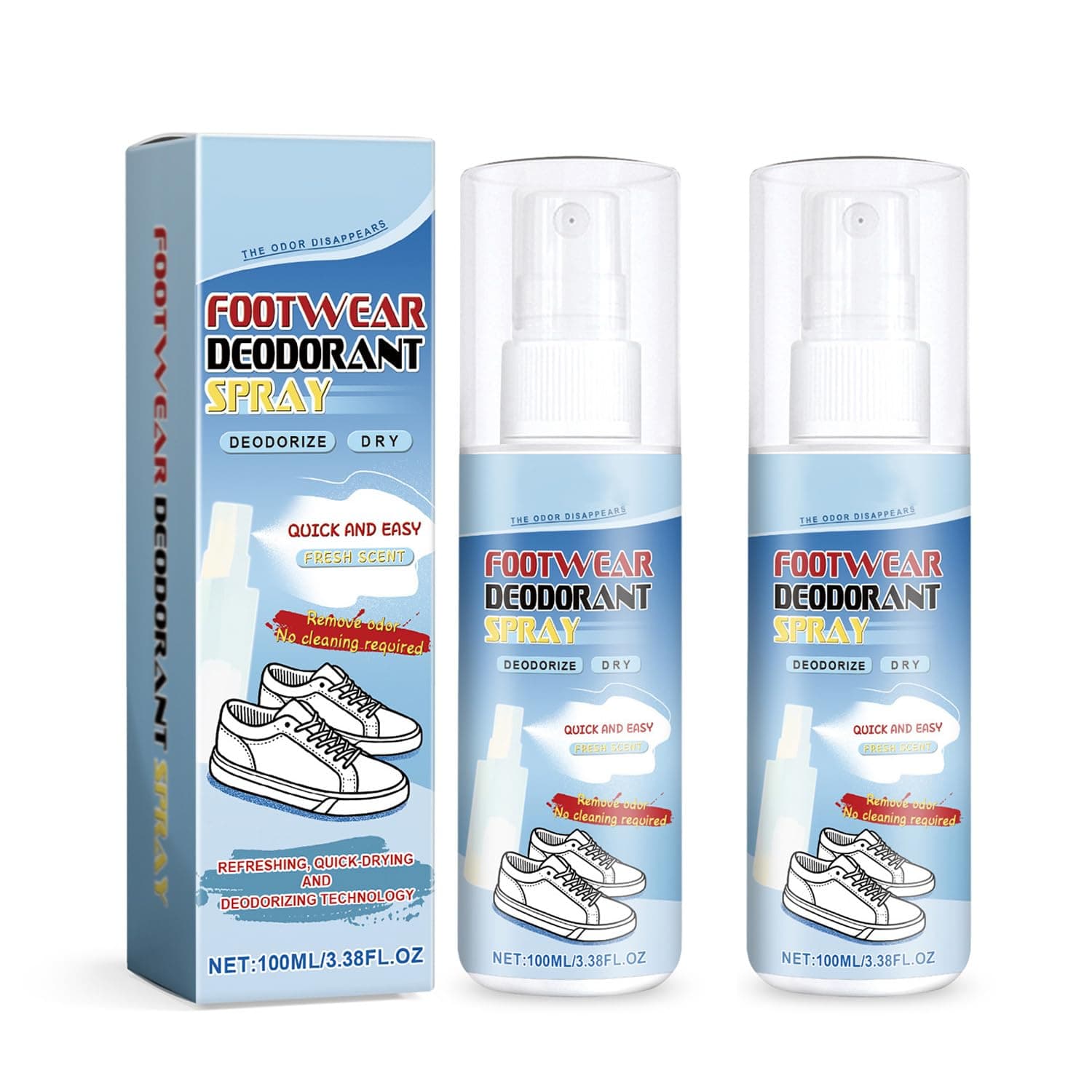 Goreem Shoe Deodorizer Spray, 100ml Shoe Odor Eliminator for Fresh, Smell-Free Shoes and Feet – Portable, Natural Foot & Shoe Spray,Long-Lasting Deodorizer, Keep Odour Causing Bacteria Away
