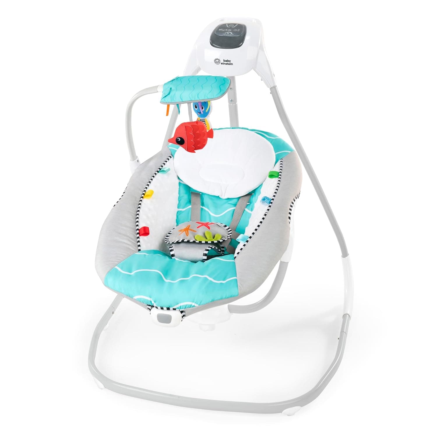 Baby Einstein - Ocean Explorers Musical Compact Baby Swing, Vibrating, Multi-Direction, Grey, Unisex, 0-9 Months