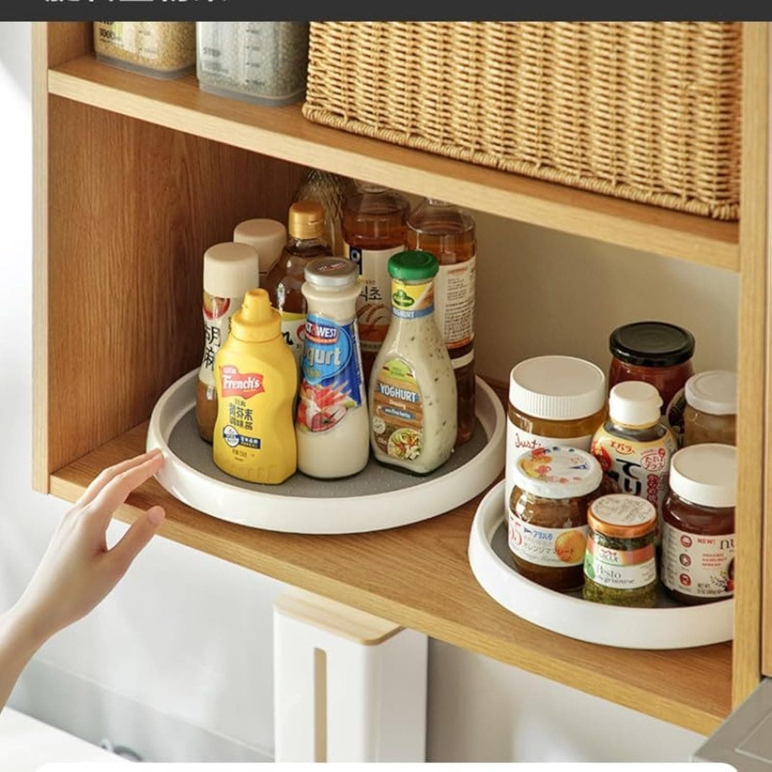 منظم ليزي سوزان دوار 360 درجة للخزانة وخزانة المؤن والثلاجة والمنضدة | بلاستيك مع بطانة مطاطية من قطعتين، متعدد الألوان