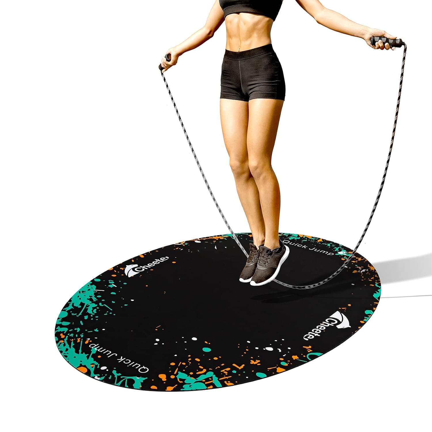 Jump Rope Mat Large Rubber Exercise Mat Rope Skipping Workout Mats for Home Gym Flooring Non-Slip Oval Design for Floor & Rope Protection VR mat