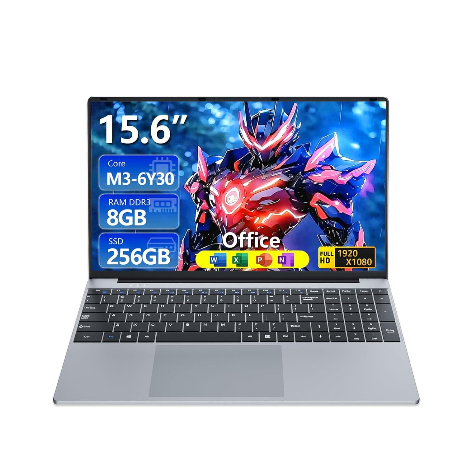 DUNHOO 15.6 inch Laptop with Core M3-6Y30 Processor Laptop Computer 8GB RAM 256GB SSD, 180°Open Lap Top, FHD 1920 * 1080, WiFi5, BT4.2, USB3.0, Mini HDMI, Laptop for Business Office Student