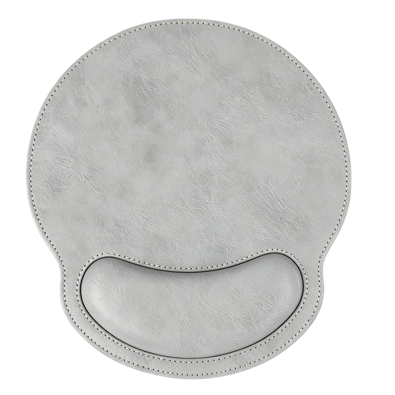 PU Leather Mouse Pad with Memory Foam Wrist Rest, Ergonomic Support, Anti-Slip Base, Edge Stitched, 27x24.5cm,for Office, Laptop, Computer (grey)