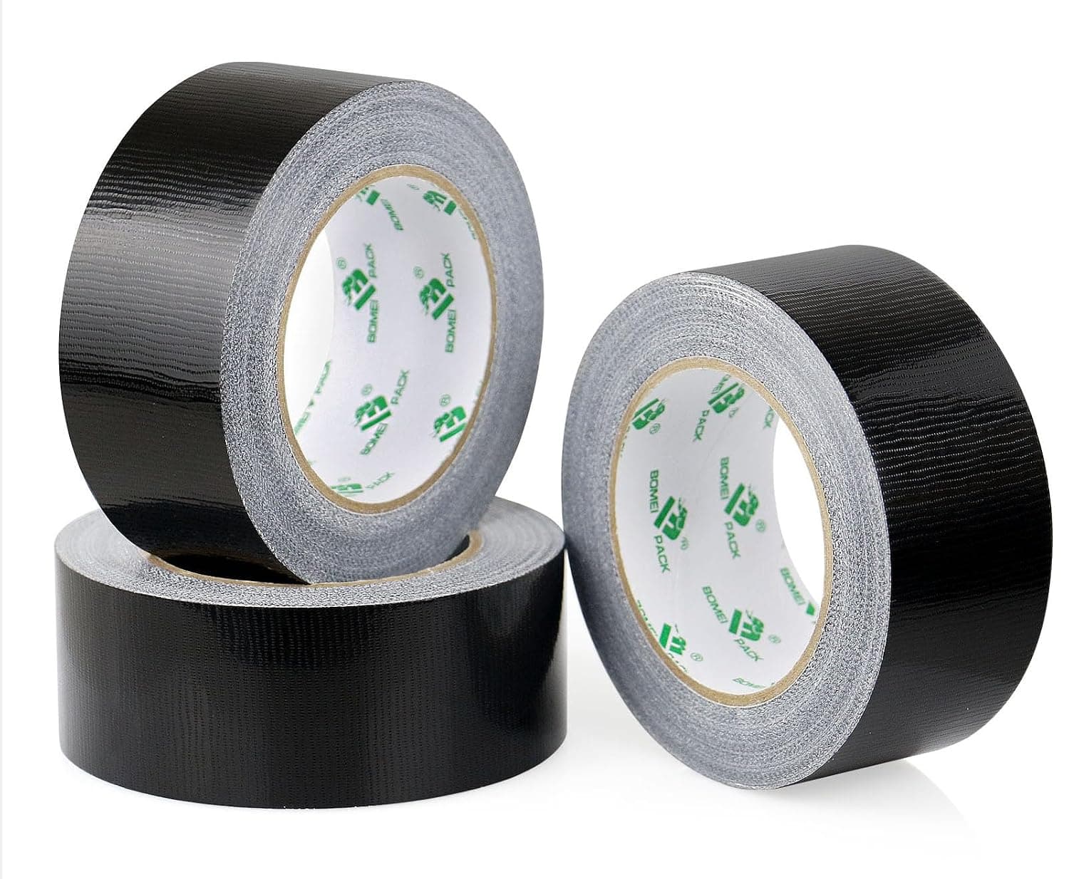 3 Pack Black Duct Tape,48mm x 32m,7.5 mil,Tear by Hand,Waterproof,Flexible, No Residue, All-Weather,black tape for moving,shipping,packing