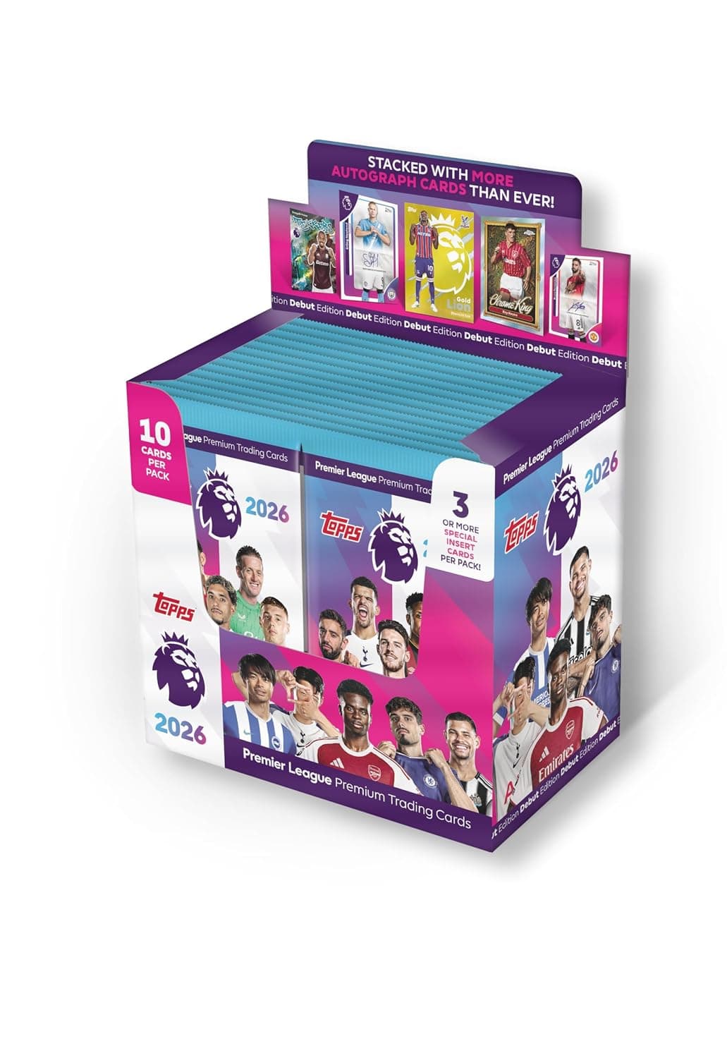 Topps Premier League 2026 - Debut Edition - Full Box - 28 packets per box (280 cards) 3 or more Special Insert cards per packet.