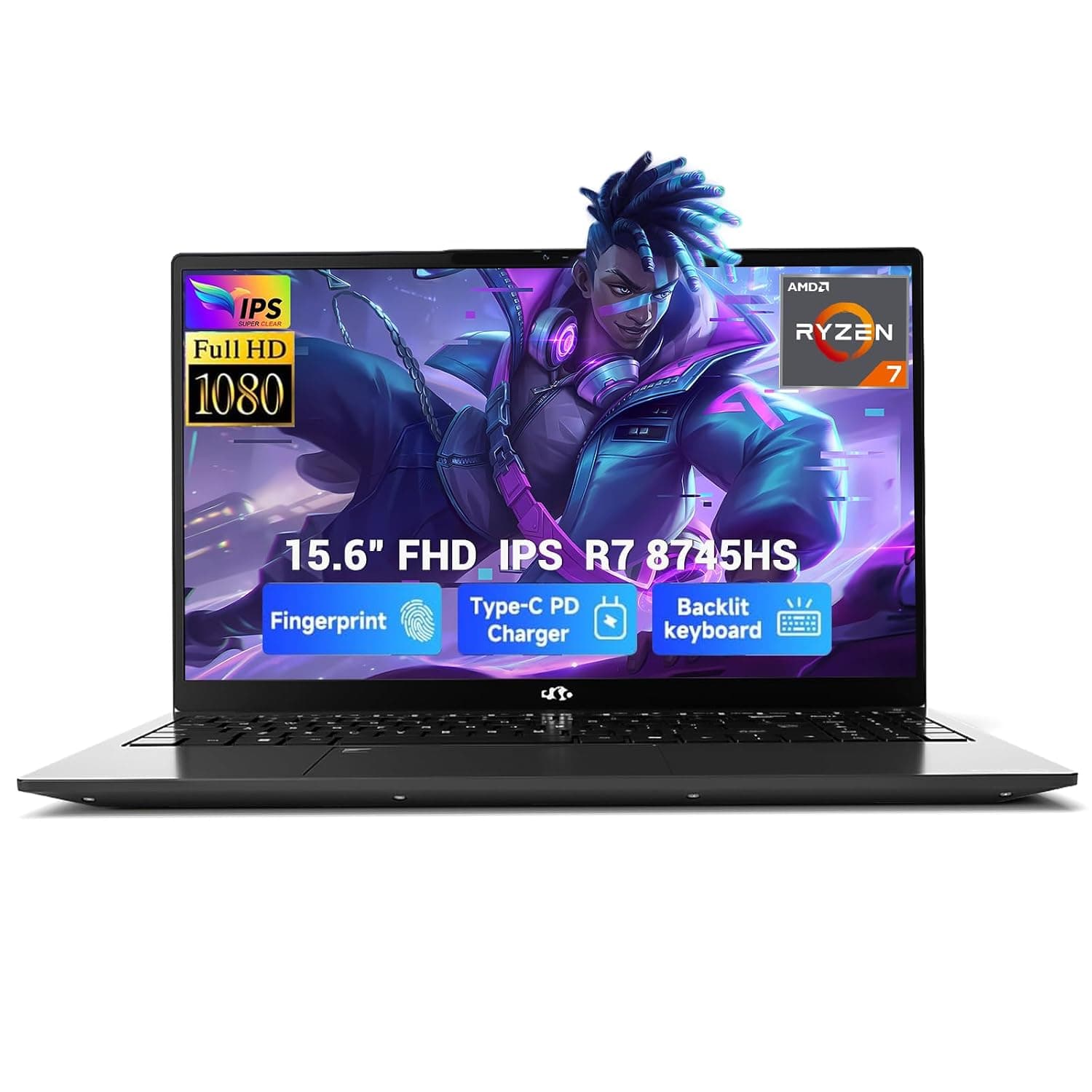 NIMO 15.6" IPS FHD Light-Gaming-Laptop, Ryzen 7 8745HS 16GB DDR5 RAM 1TB SSD (8C/16T, up to 4.9 GHz Beat R9 7940HS) Radeon 780M GPU 100W Type-C Backlit Keyboard Fingerprint, for Students & Gamers