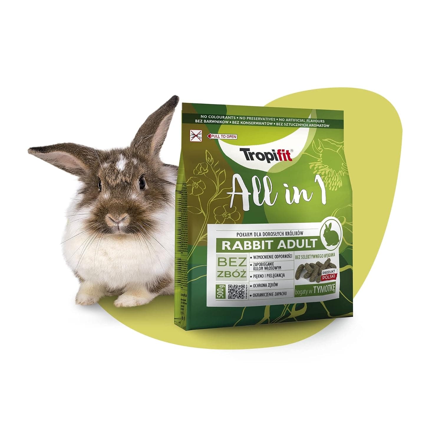 Tropifit All in 1 Rabbit Adult - Food for Adult Rabbits - Extruded Complete Food Grain-Free, Fibre Rich with Meadow Grass and Herbs