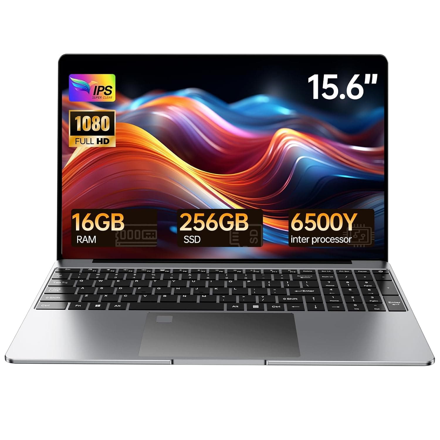 15.6" Laptop Computer,Pentium 6500Y(UP to 3.4GHZ), 16GB RAM & 256GB SSD, Windows 11 Pro, FHD, Backlit Keyboard, Fingerprint, USB 3.0, WiFi 5, BT, Business & Student Essential Light Slive
