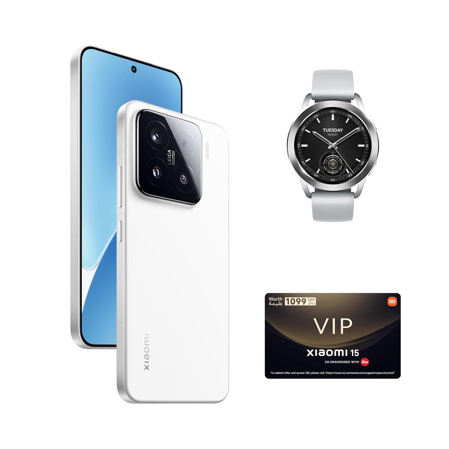 Xiaomi 15 Dual SIM White 12GB RAM 512GB 5G - Global Version with FREE Gifts (Watch S3 + Virtual VIP Service Card)
