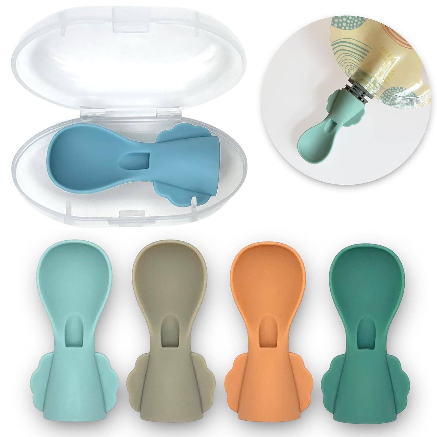 Little Whispers Baby Food Pouch Spoon Attachments - Stage 1, Small (Ripple) - 5 Pack