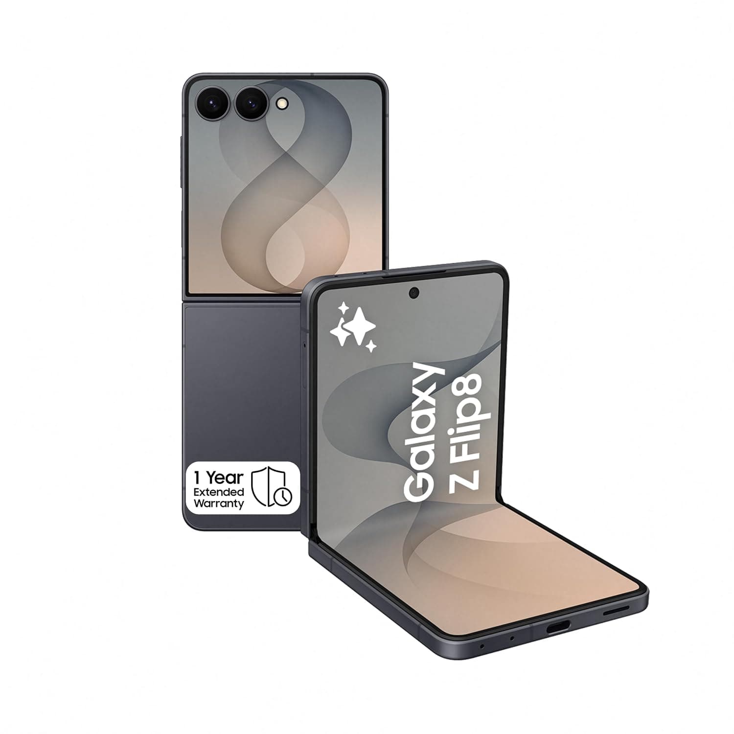 Samsung Galaxy Z Flip8 Graphite, 256GB, Hands-free Selfie Camera, Now Brief, Photo Assist, Customizable FlexWindow,4300 mAh Battery, 12GB RAM, 1 Year Extended Warranty (KSA Version)(Amazon Exclusive)