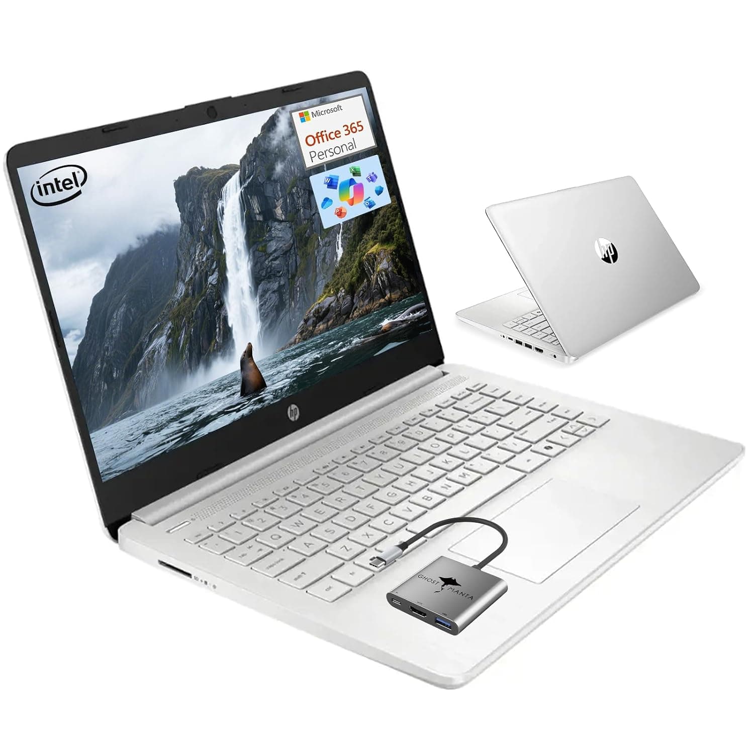 HP 14 Student-Laptop Back to School, Quad-Core Processor (Beat i3) 4GB RAM 128GB SSD, Laptops for Student with 1-Year Office 365 Copilot AI Win11, Natural Silver