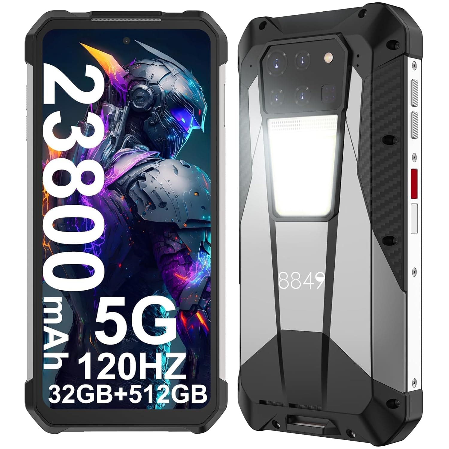 Unihertz 8849 Tank 3 Pro with 100 Lumens Projector,32GB RAM,512GB ROM,23800mAh 120W Super Fast Charger,5G,200MP Camera Wifi 6, 6.79-inch FHD Screen, Android 13, 23800mAh battery, 696g Weight, 5G