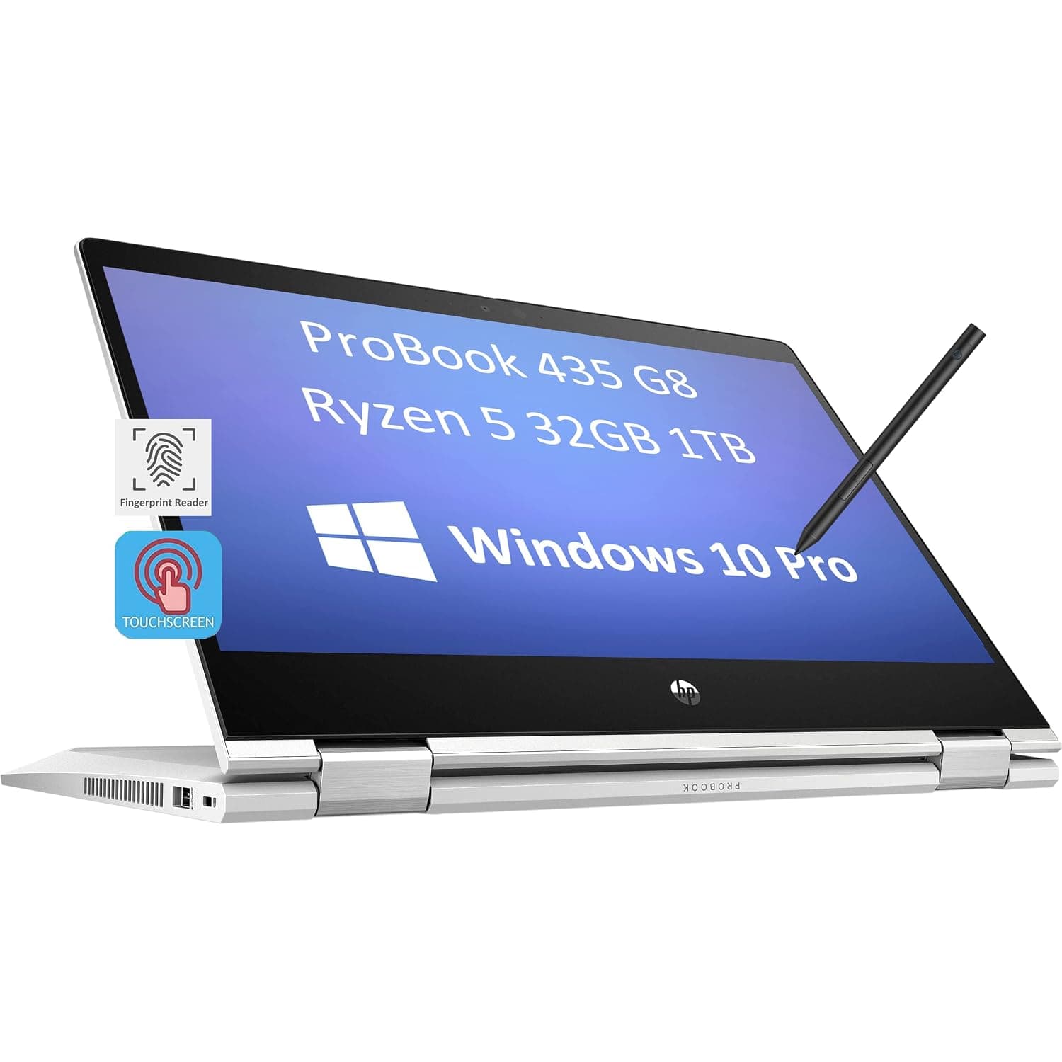 HP 2022 ProBook x360 435 G8 13.3" FHD 2-in-1 Touchscreen (AMD Ryzen 5 5600U, 32GB RAM, 1TB SSD, Active Stylus) Business Laptop, 6-Core (Beat i7-10750H) Fingerprint, Webcam, Windows 10 Pro / 11 Pro