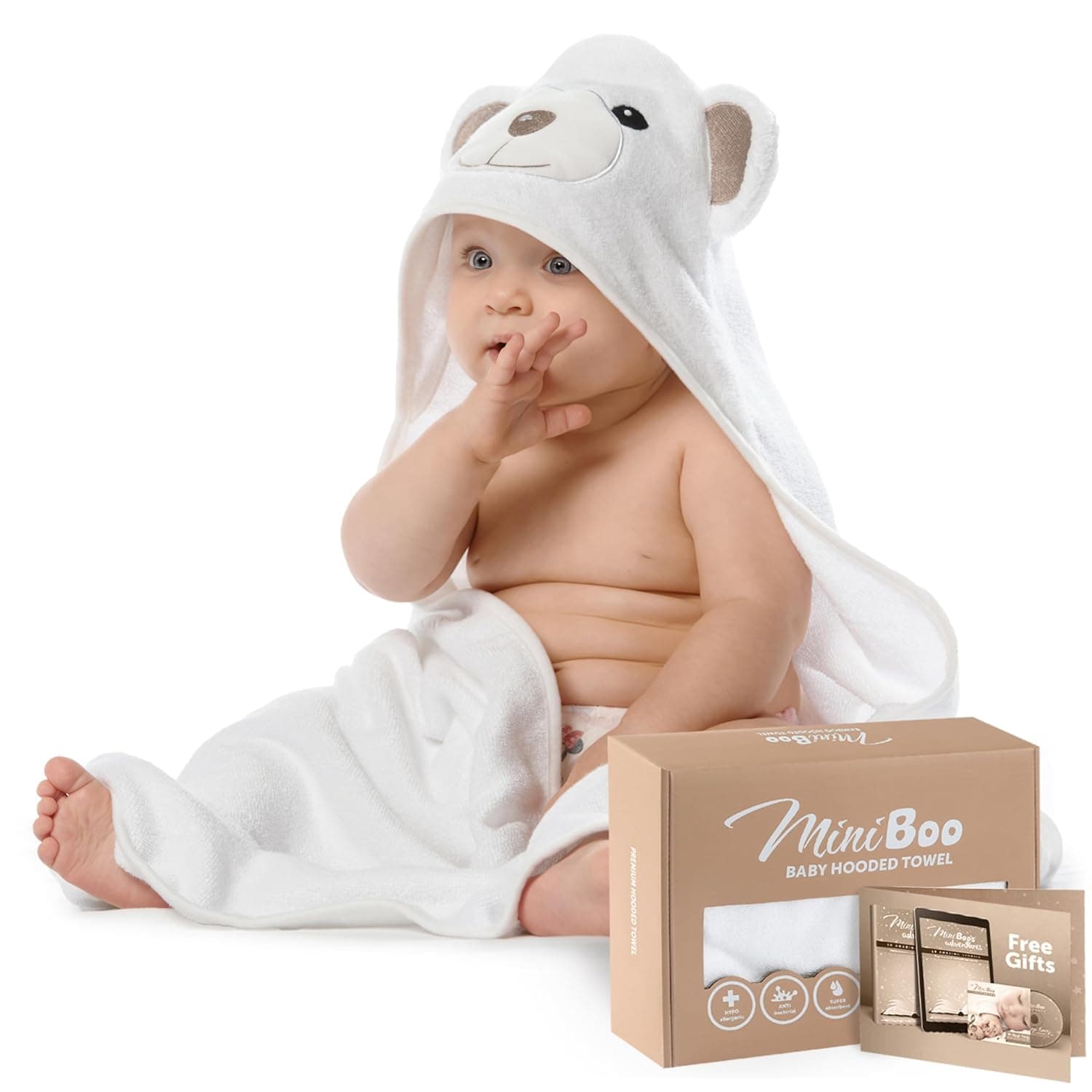 Premium Ultra Soft Organic Bamboo Baby Hooded Towel with Unique Design - Antibacterial and Hypoallergenic Baby Towels for Infant and Toddler - Suitable as Baby Gifts