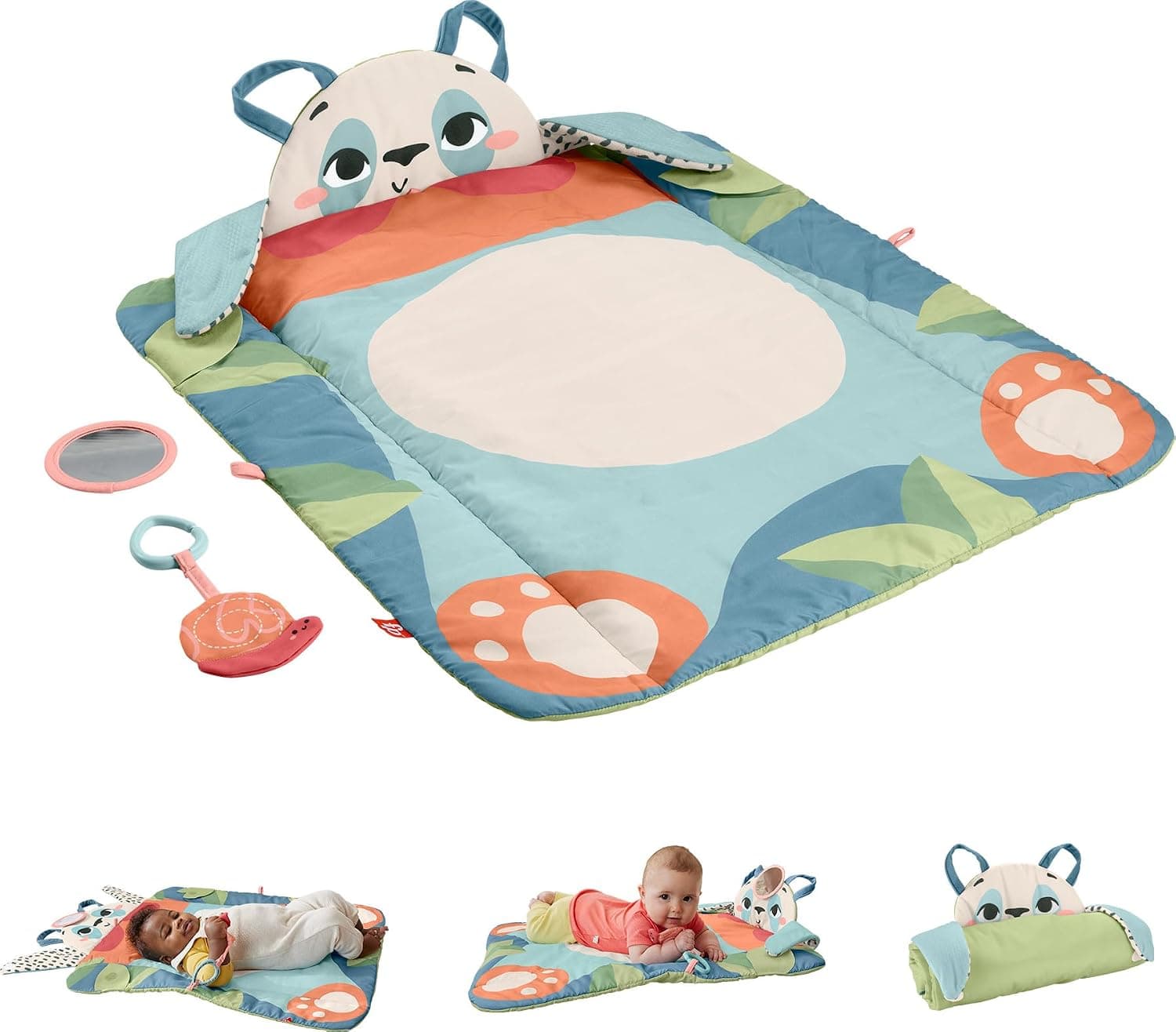 Fisher-Price Planet Friends Roly-Poly Panda Baby Activity Play Mat with 2 Toys