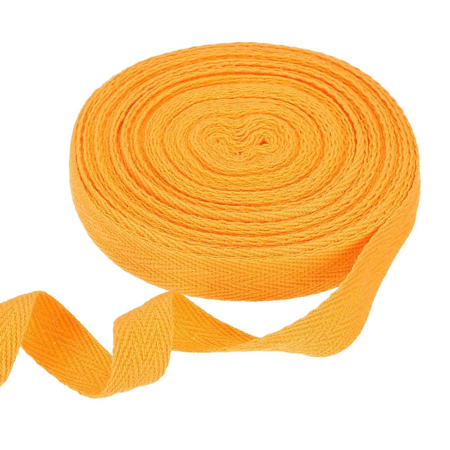 HARFINGTON Cotton Twill Tape Ribbon 5/8 Inch 11 Yard Herringbone Webbing Tape Roll Bias Binding Tape for DIY Crafts Sewing Gift Wrapping, Golden