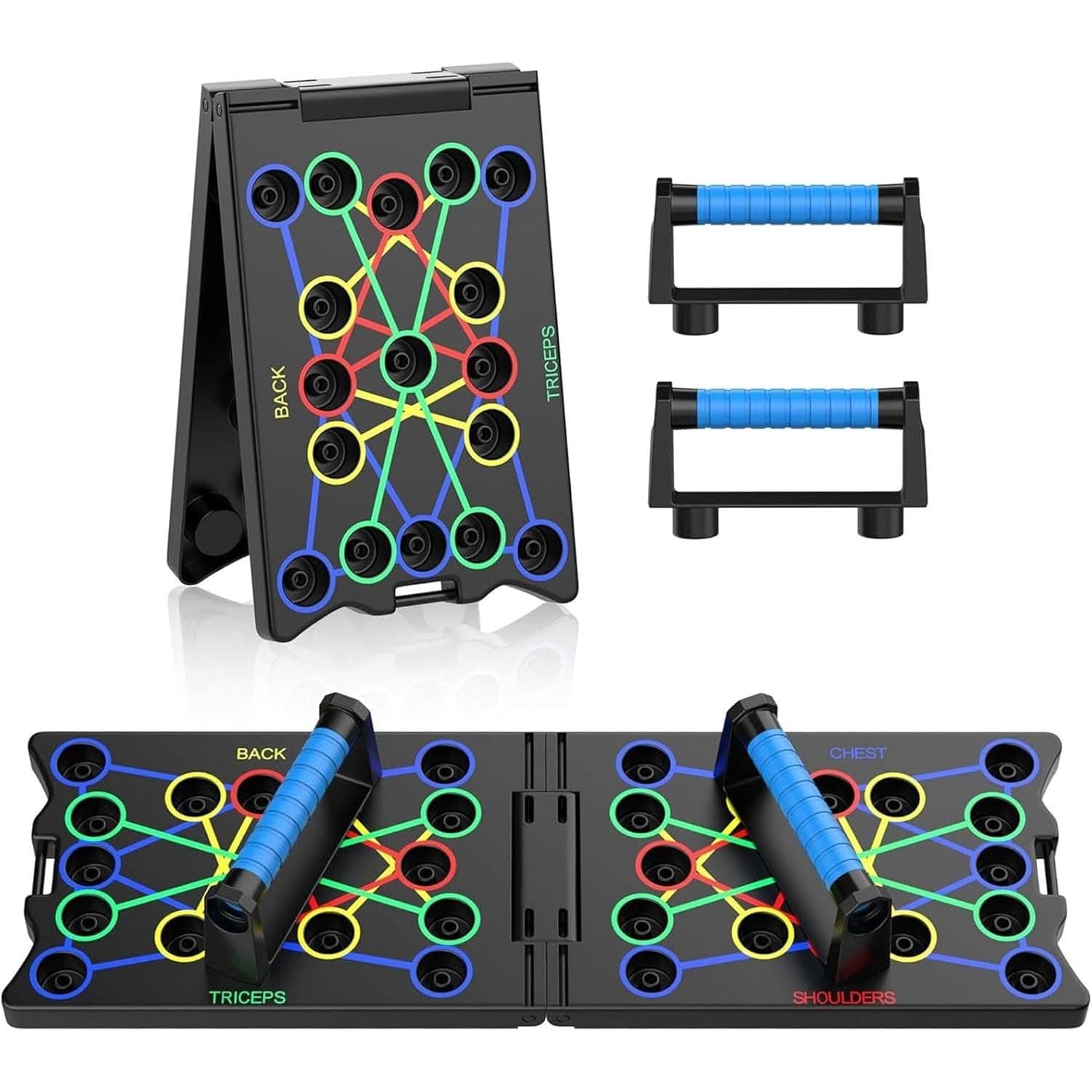 LinJie Push Up Board,Multi-Function Foldable 24 In 1 Push Up Bar, Flat Push Ups And Stretching Strength Exercise Equipment For Floor Push Up Handle Strengthens Arm, Core, And Back Exercises